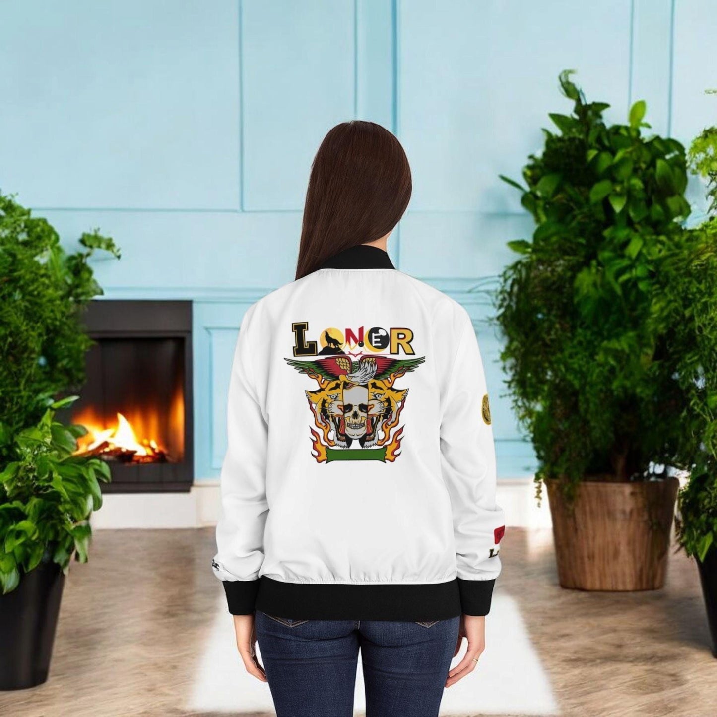 Tiger Graphic Bomber Jacket, Illusion Art All Over Print Women's Outerwear, Wild Animal Theme, Graphic Tiger Jacket, Women's Streetwear,