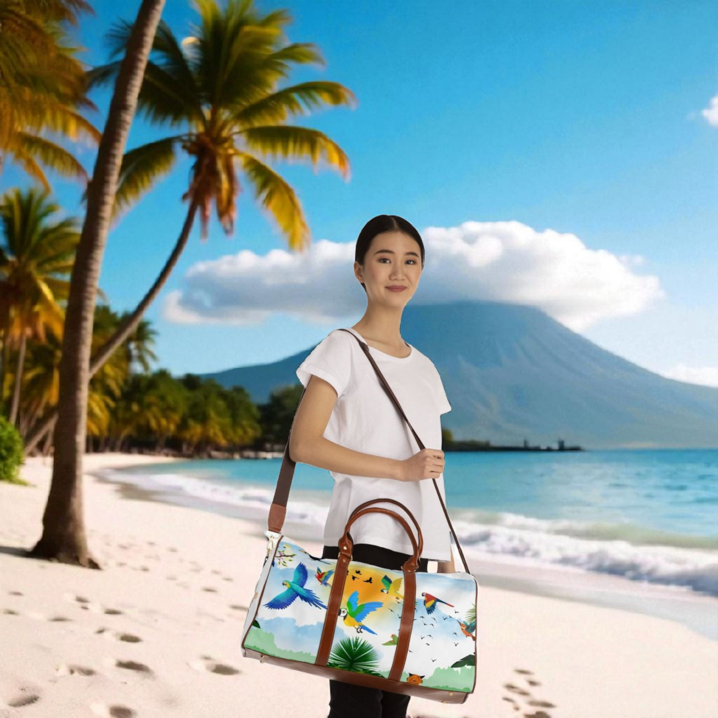 Vibrant Tropical Waterproof Travel Bag - Perfect for Adventurers and Getaways