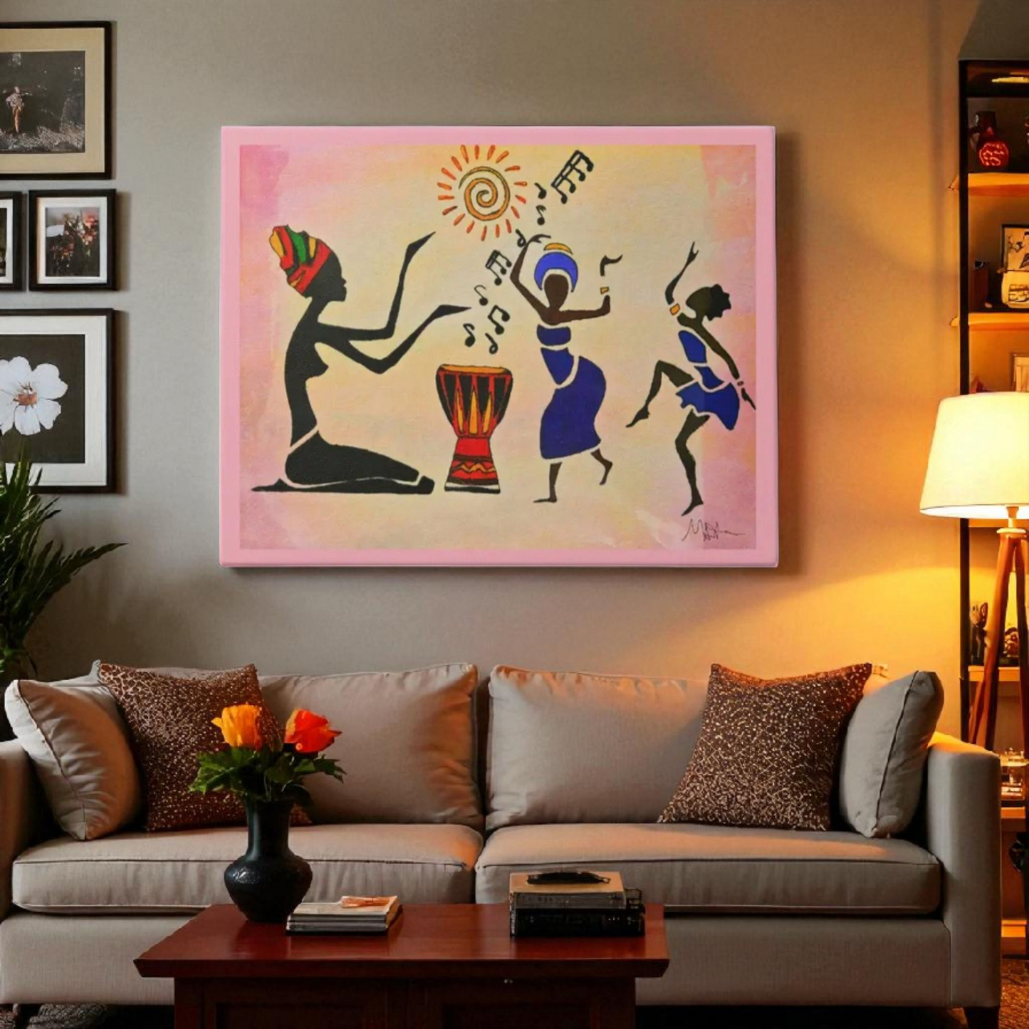 Original Hand Drawn Tribal Music Wall Art, Unique Ethnic Illustration