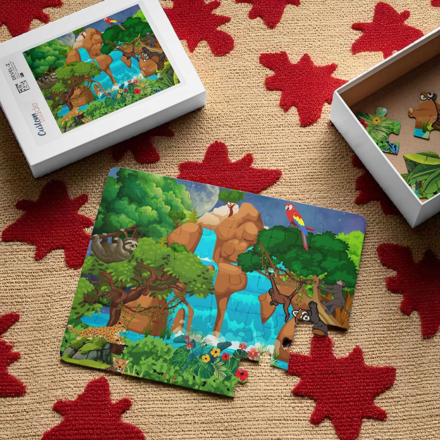 Kids' Puzzle, 30-Piece - Monkeys Animal in Jungle Educational Toy Game for Children