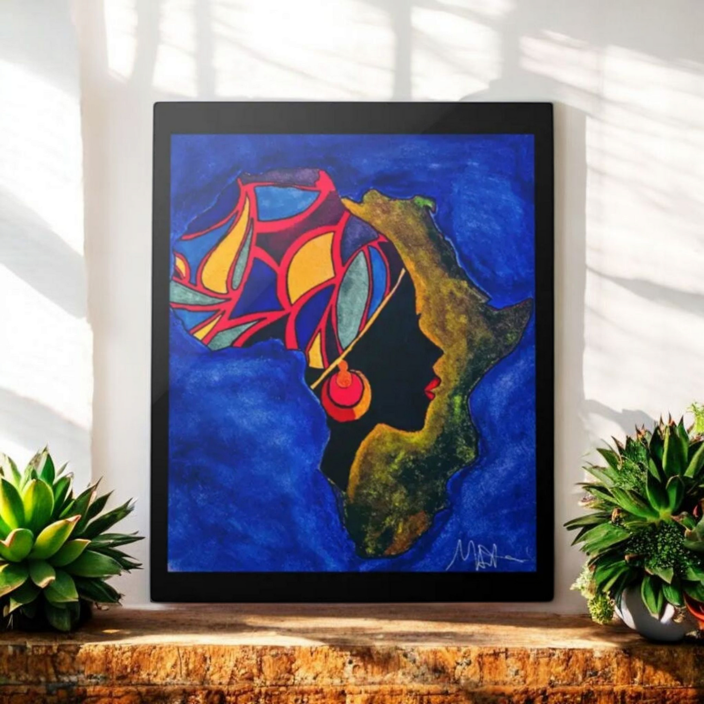 Ethnic Wall Art -Abstract Africa Map Painting on Metal, Detailed Handcrafted Continent Illustration