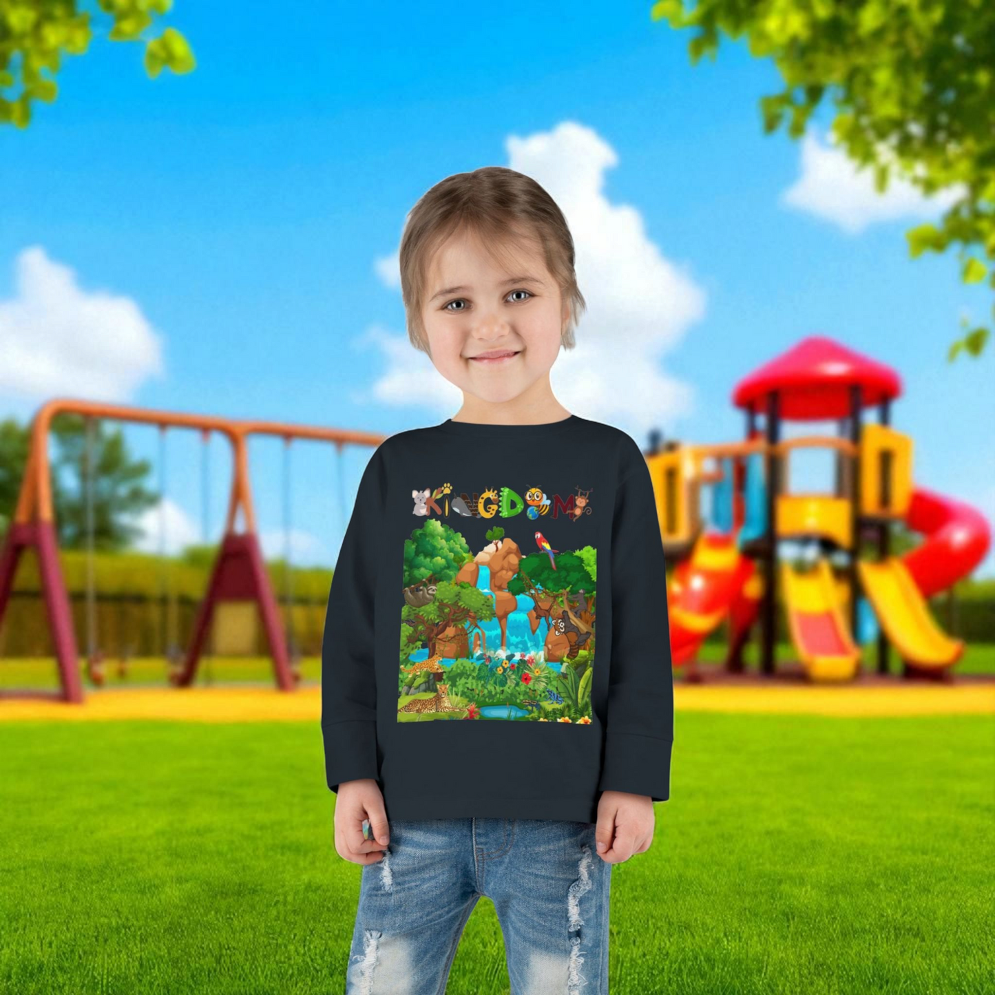 Jungle Animal Toddler Long Sleeve Tee, Wild Life Graphic Baby Shirt, Safari Theme