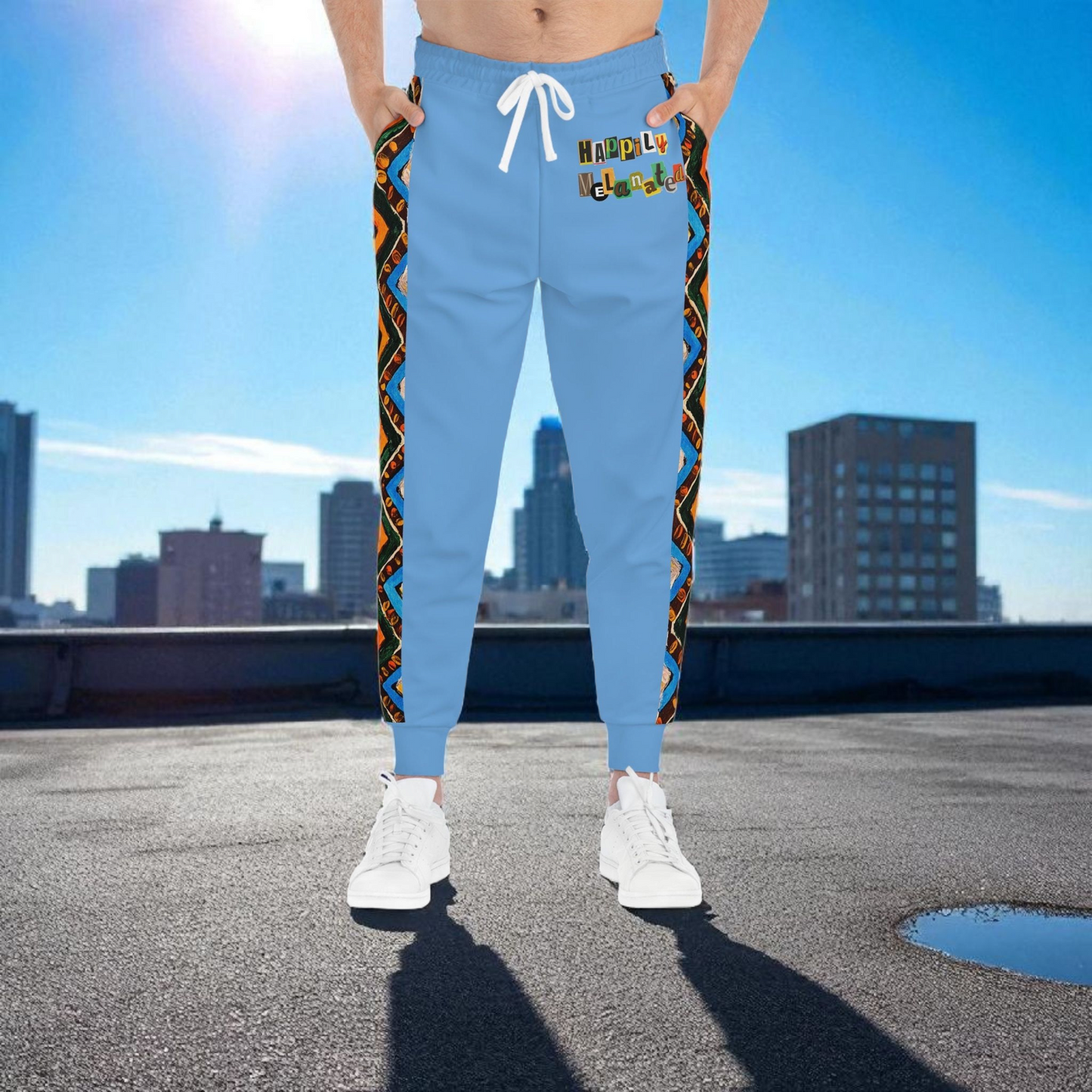 Handcrafted Aztec Pattern Unisex Athletic Joggers, Comfy Aztec Workout Pants, Boho Lounge Joggers