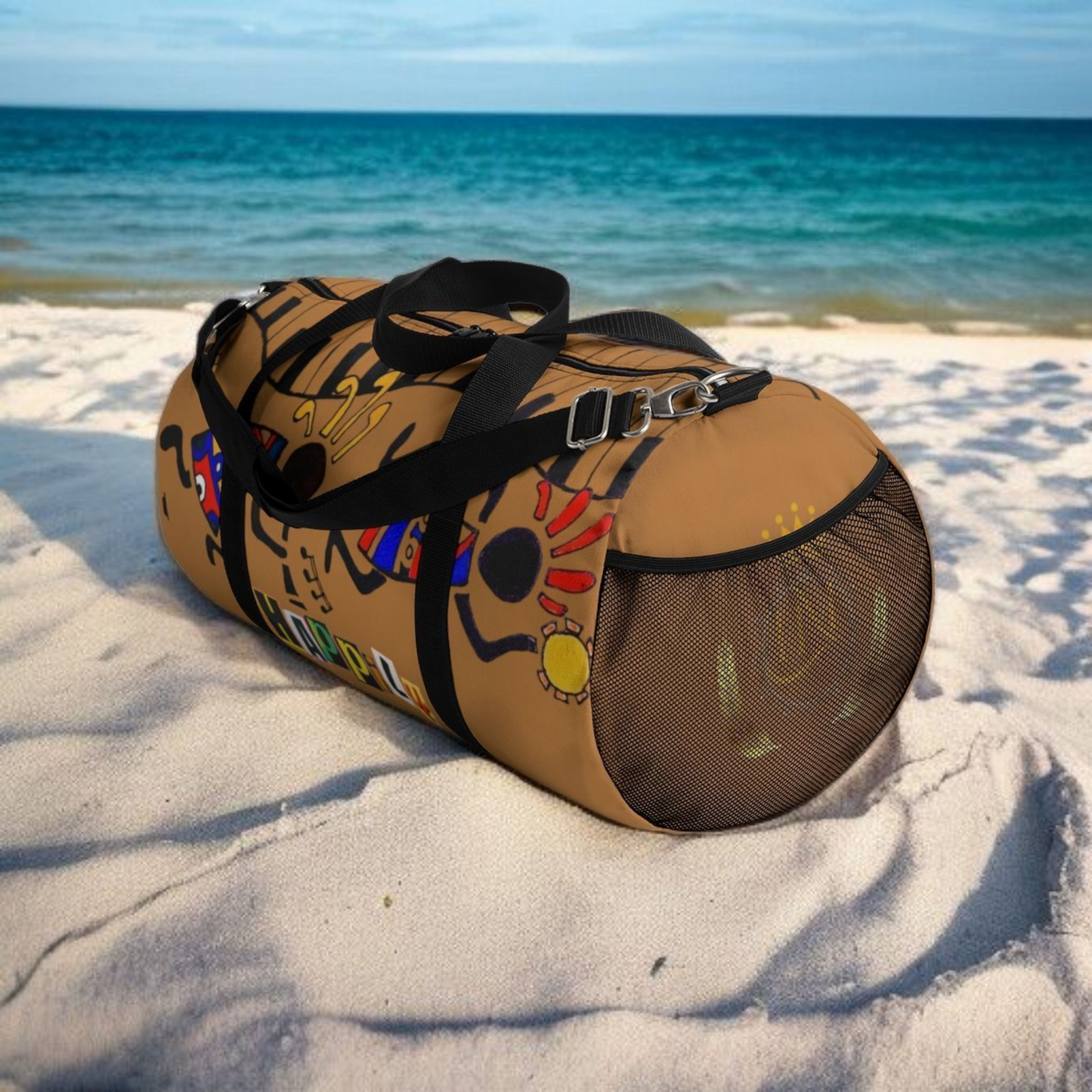 Afro Music Cartoon Piano Art Handcrafted Duffel Bag - Musician Gift, Travel Bag