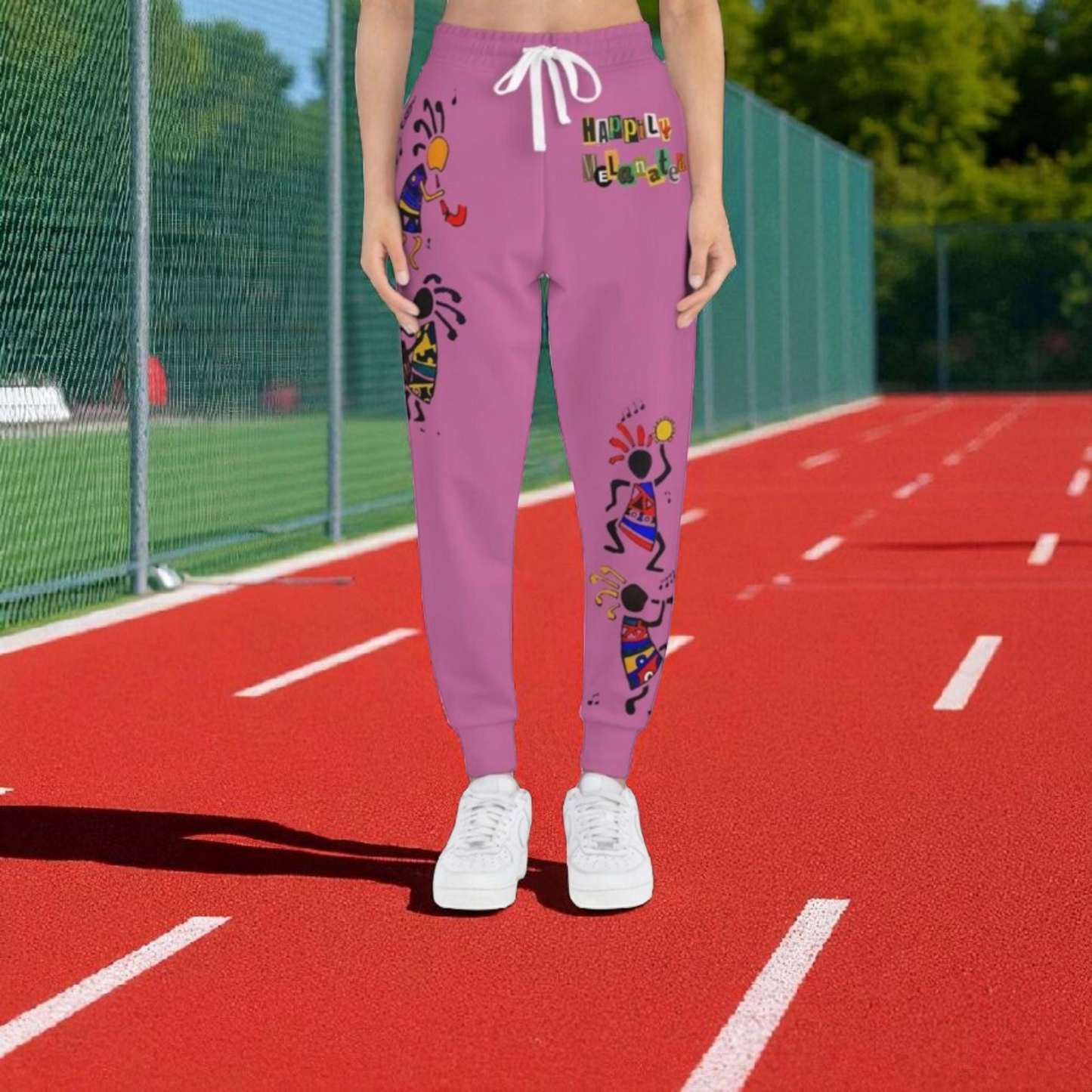 Afro Music Cartoon Art Unisex Athletic Joggers, Handcrafted Jogger Pants, Music Lover Gift