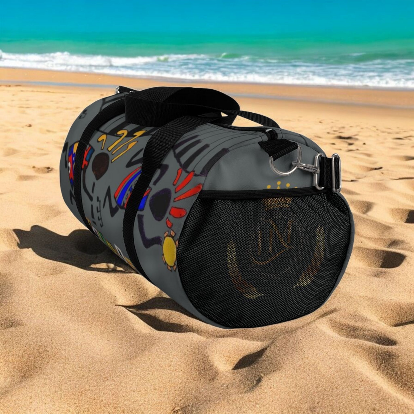 Afro Music Cartoon Piano Art Handcrafted Duffel Bag - Musician Gift, Travel Bag, Music Lover Gym Bag