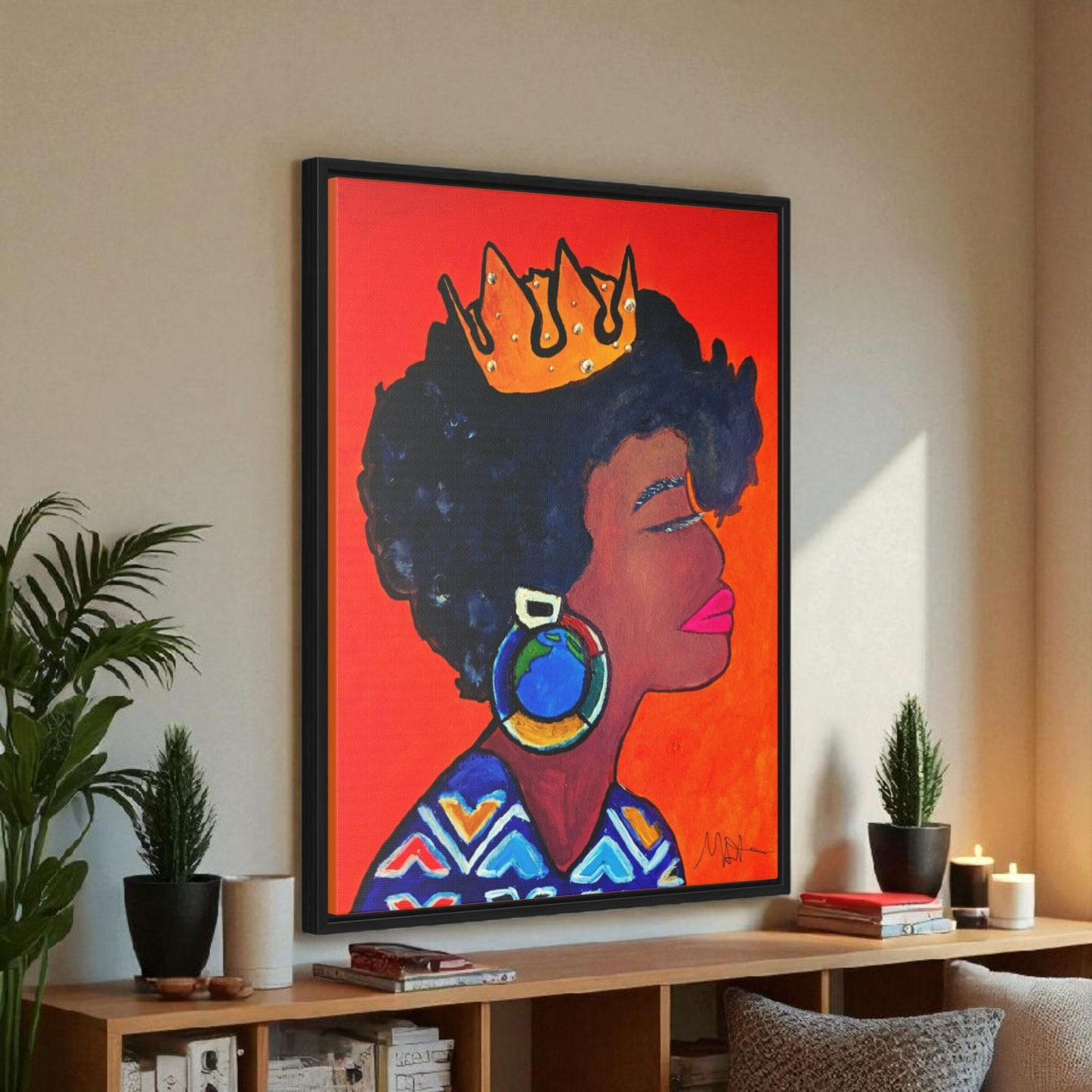 Wall Art - Exquisite Ethnic Woman Canvas Painting, Vertical Gallery Wrapped Artwork