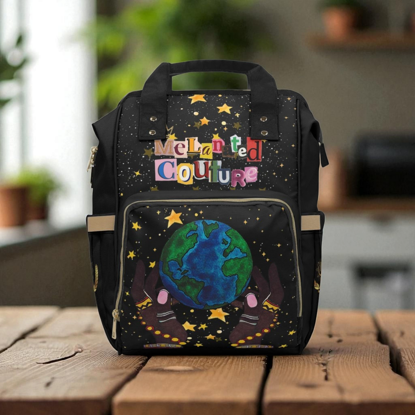 Ethnic Cosmic Themed Multifunctional Diaper Backpack - Stylish & Versatile Baby Bag