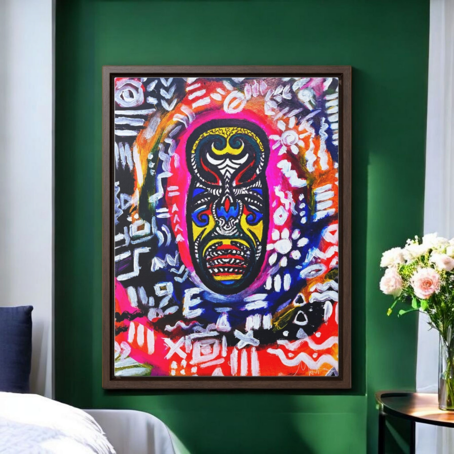 Beautiful Tribal Mask Canvas Art, Multiple Sizes Vertical Frame, Perfect Wall Decor