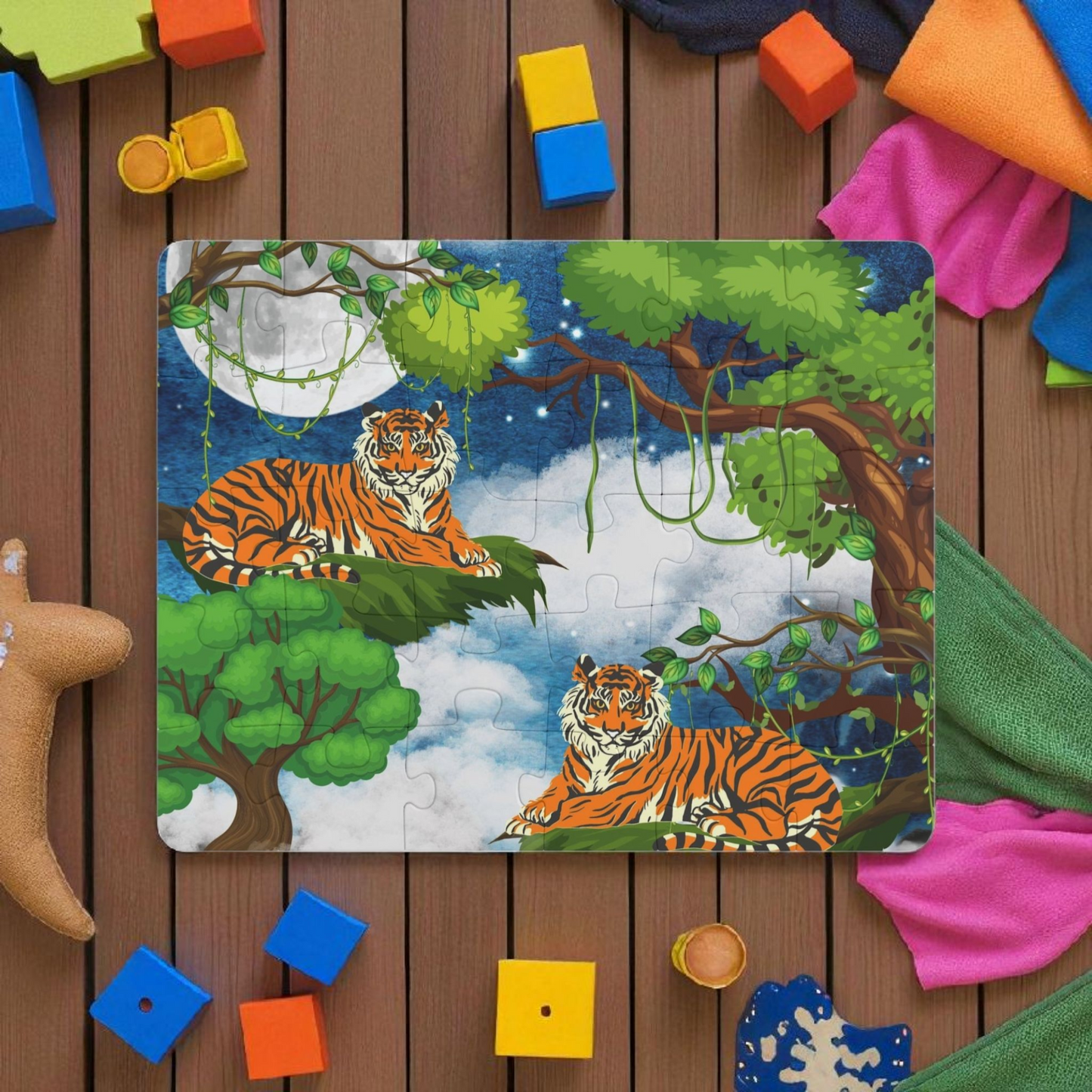 Kids' Puzzle, 30-Piece - Jungle Animal Tiger Puzzle, Fun Educational Toy, Preschool Gift