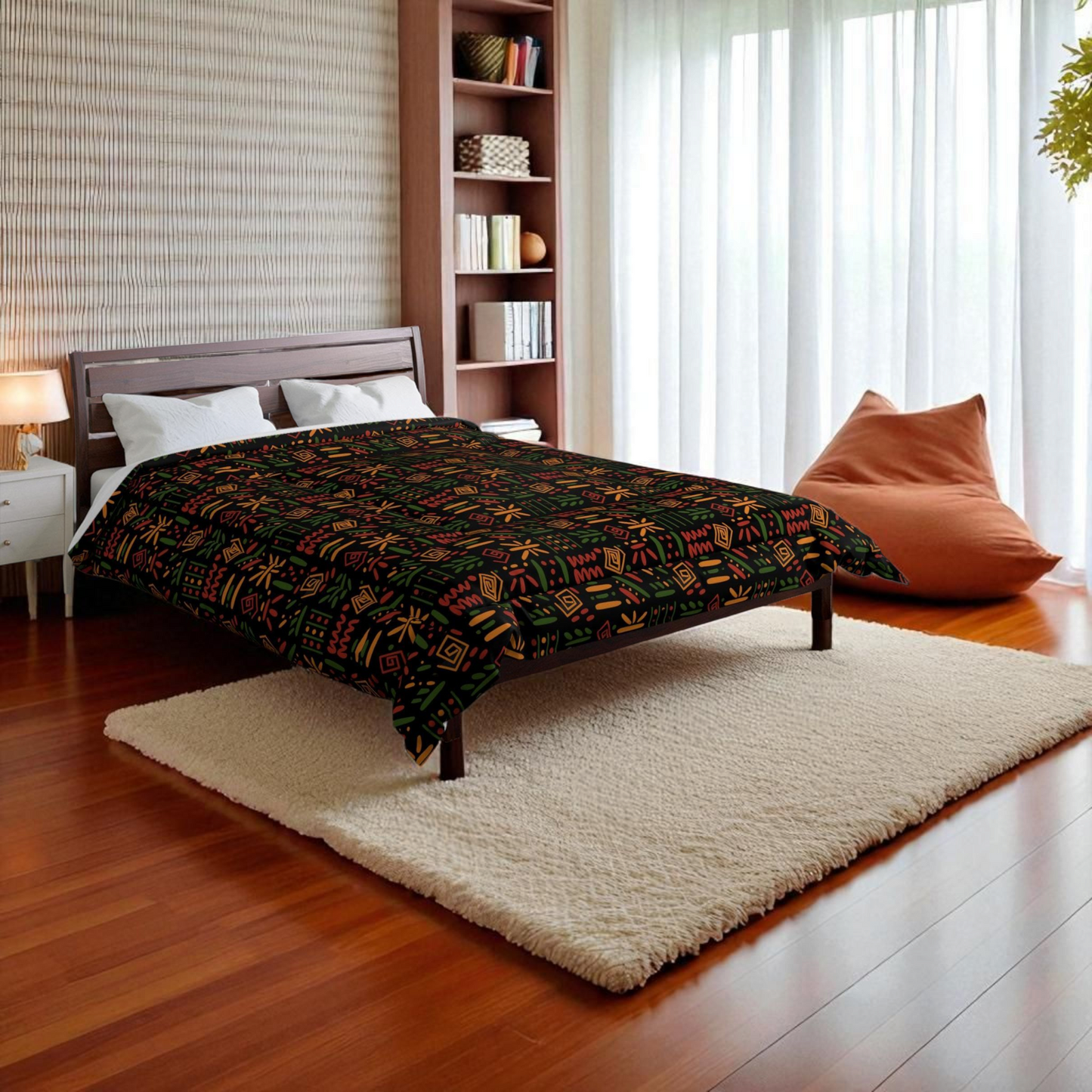 Boho Comforter, Aztec Pattern Bedding, Cozy Home Decor, Tribal Print Duvet Cover