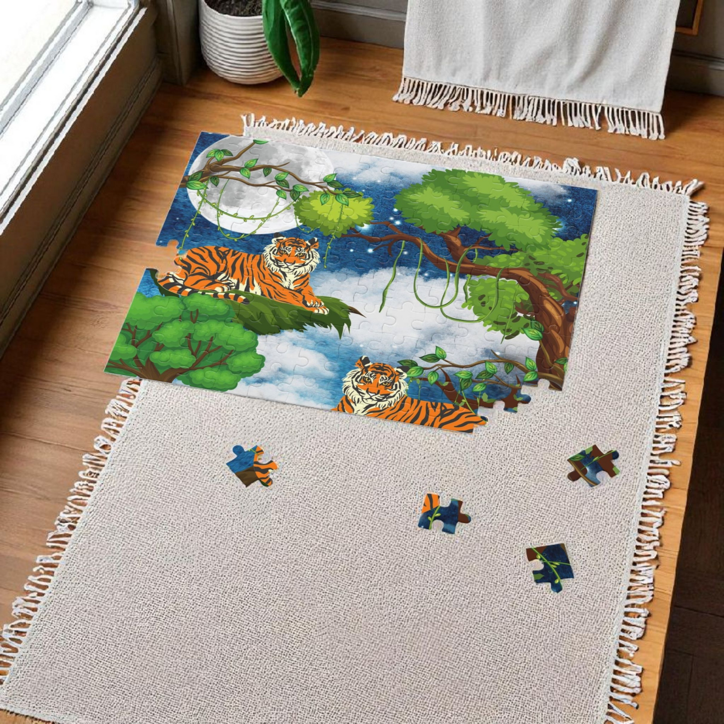 Tropical Tiger Puzzle - 120, 252 & 500-Piece Options | Jungle Wildlife Art