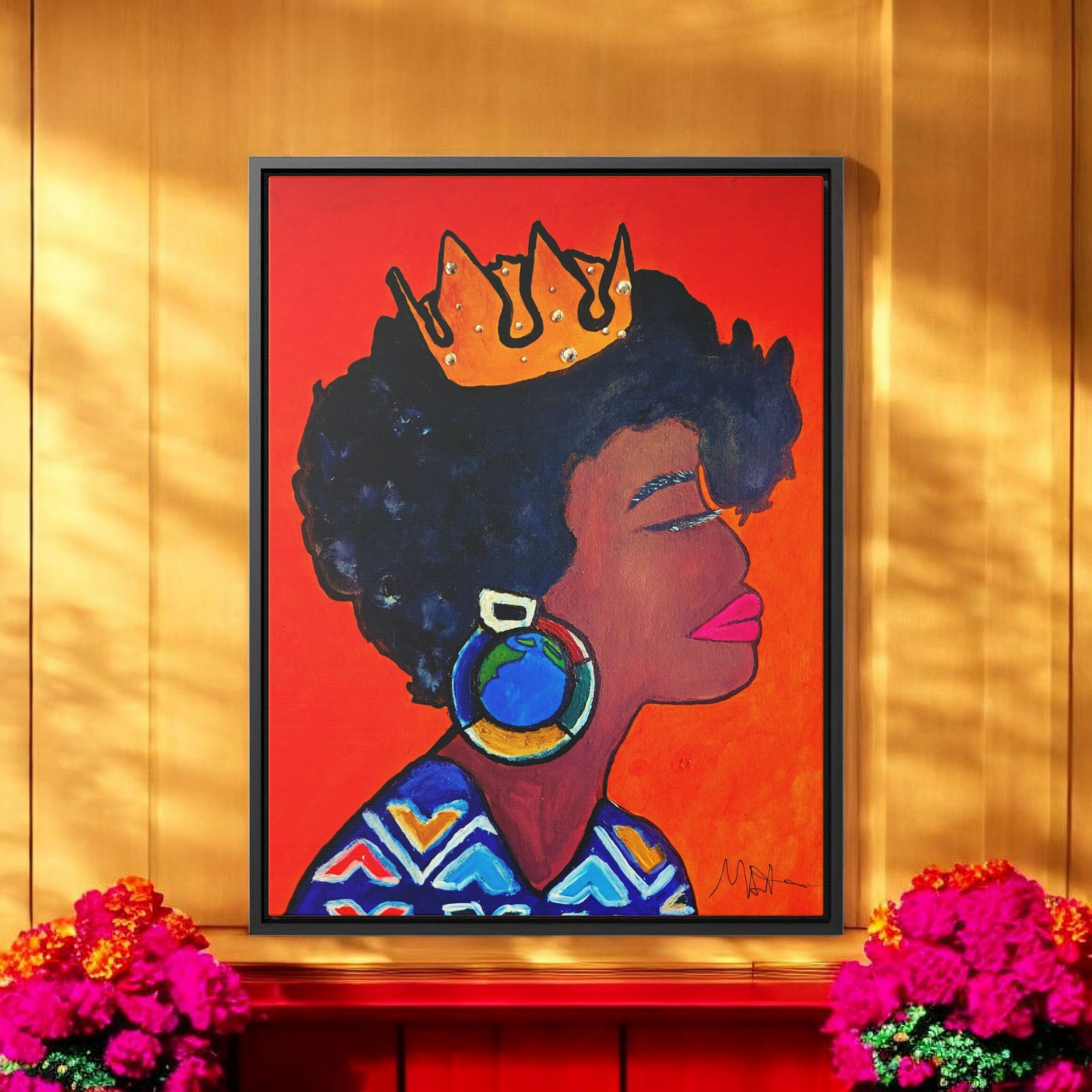 Wall Art - Exquisite Ethnic Woman Canvas Painting, Vertical Gallery Wrapped Artwork
