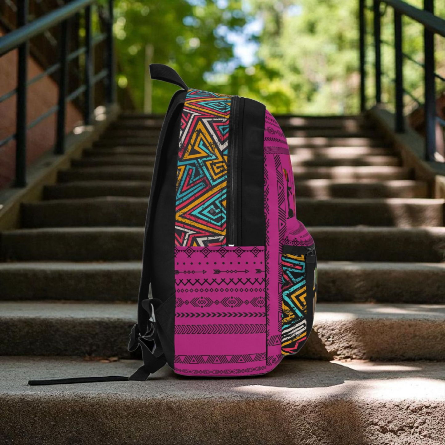 Boho Afro Music Backpack, Music Lover Bag, Cartoon Print Rucksack