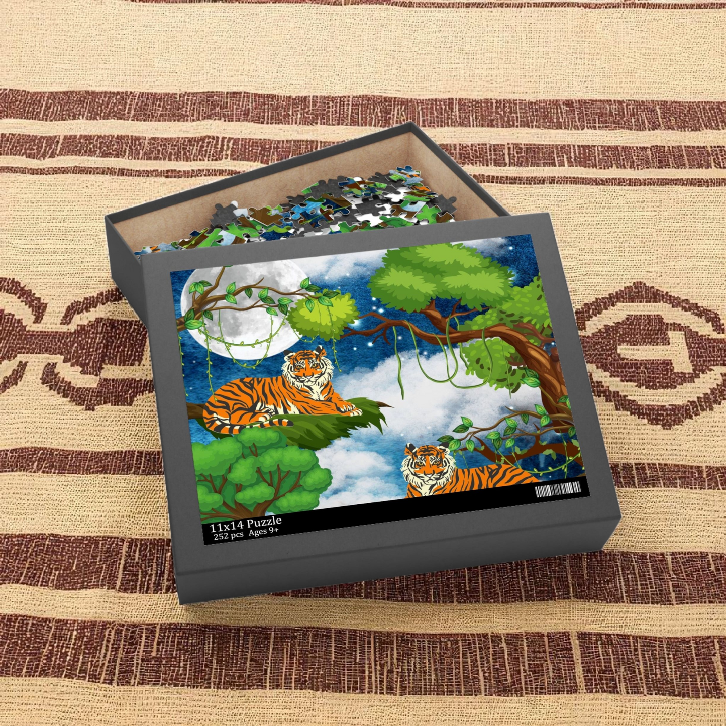 Tropical Tiger Puzzle - 120, 252 & 500-Piece Options | Jungle Wildlife Art