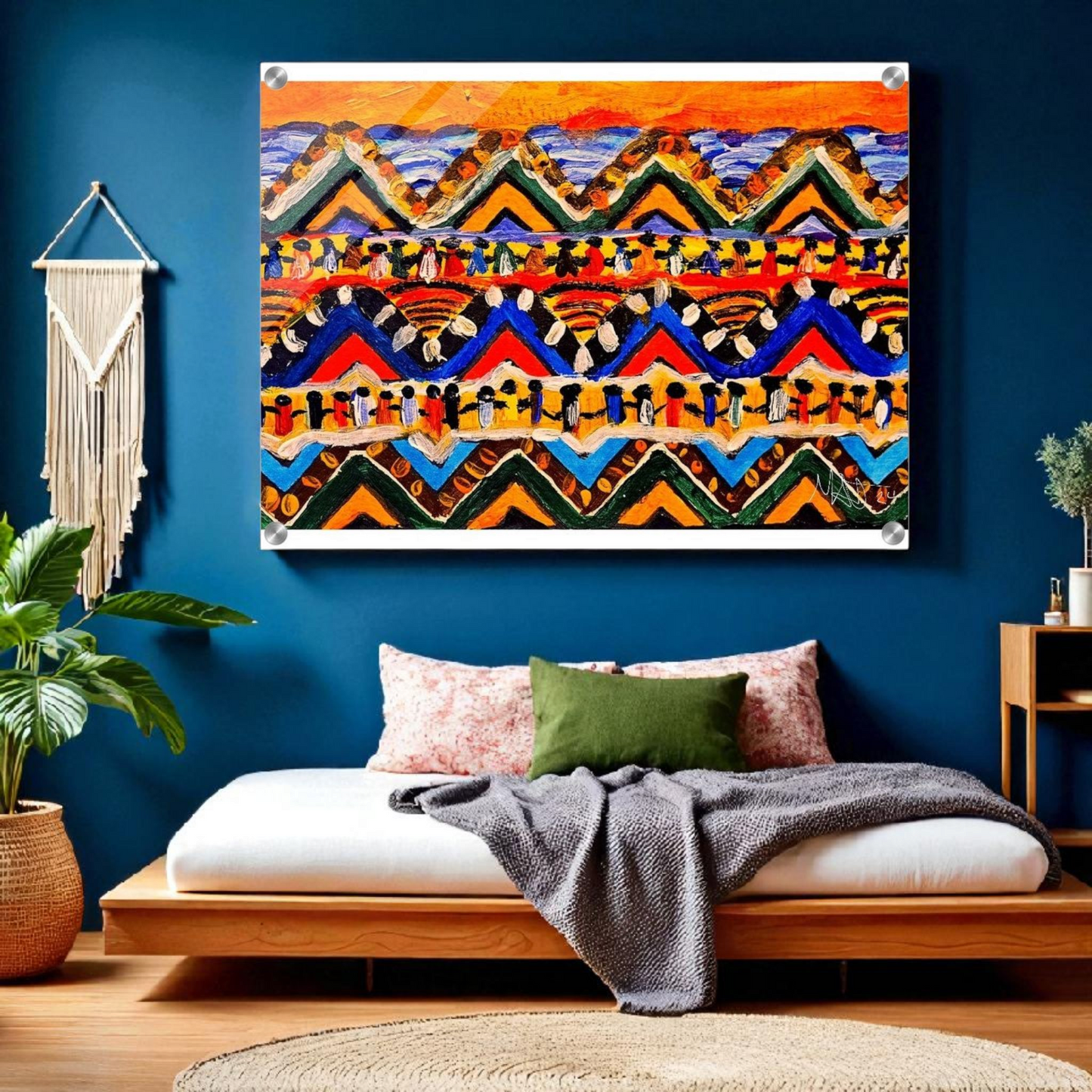 High-Quality Tribal Painting on Acrylic - Colorful, Impactful Art Print for Office & Living Space