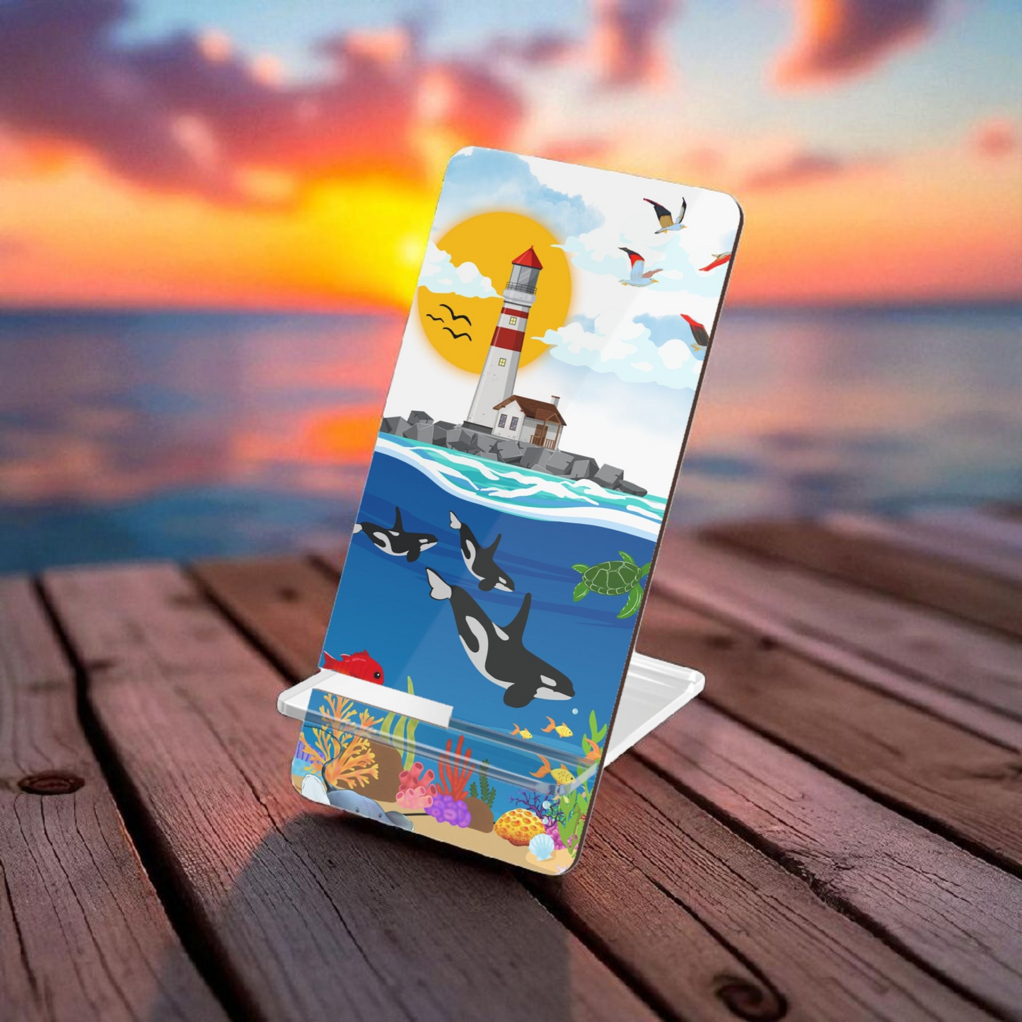 Colorful Ocean-Themed Smartphone Display Stand