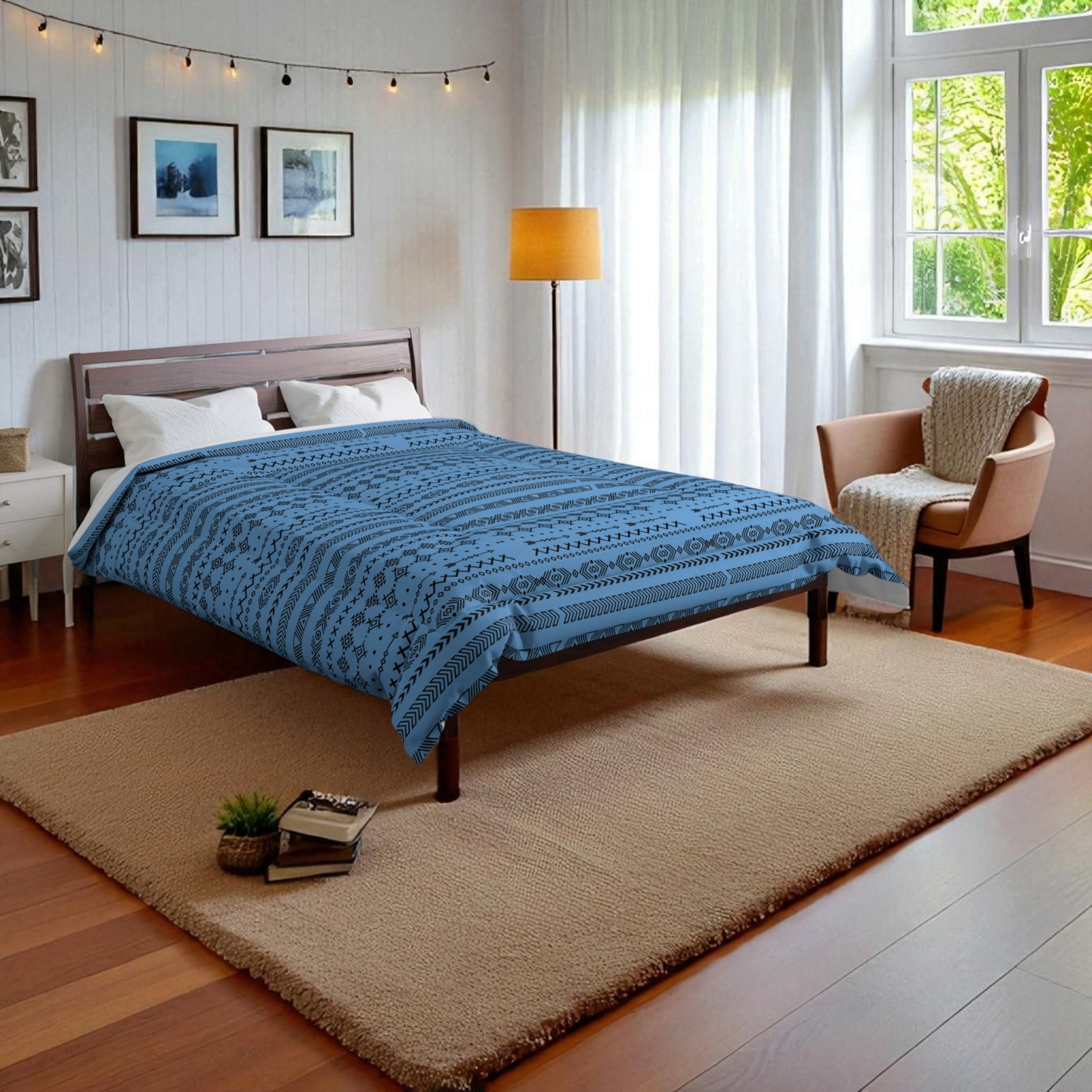 Boho Geometric Comforter, Cozy Blanket for Home Decor, Boho Style Bedding