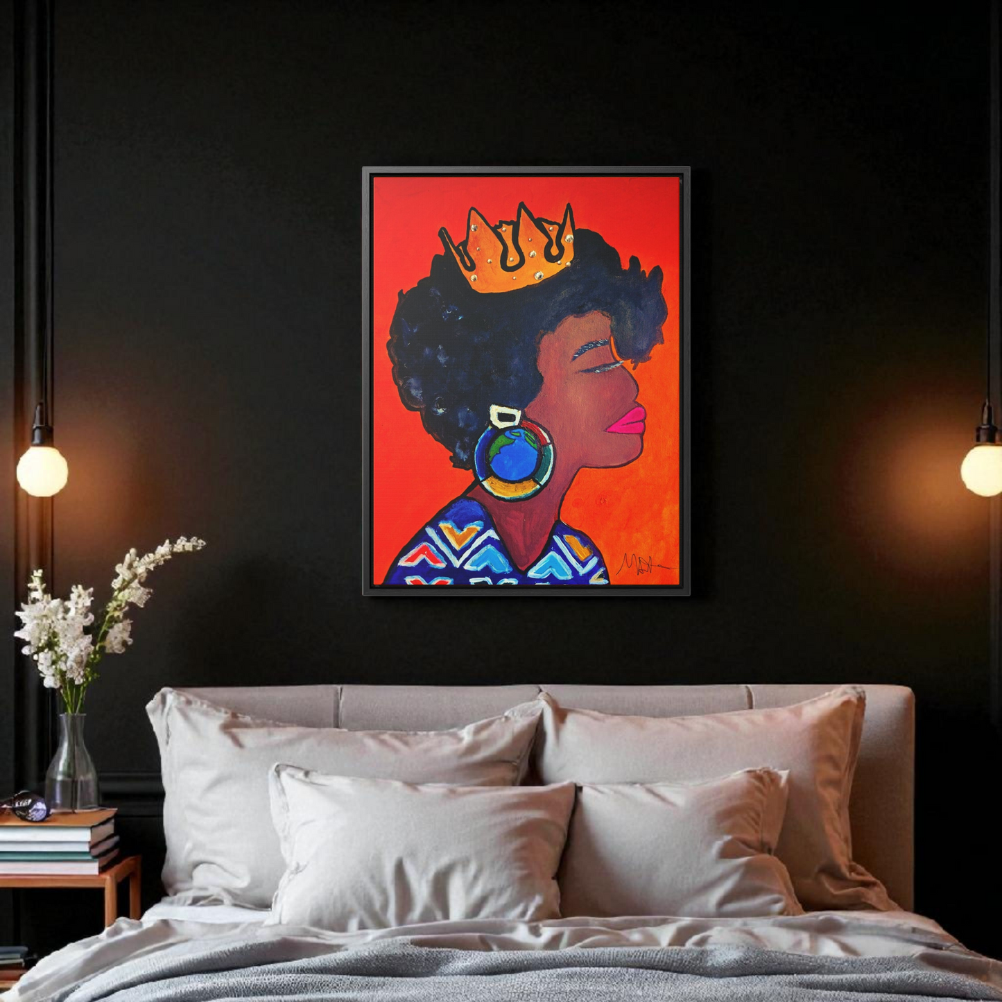 Wall Art - Exquisite Ethnic Woman Canvas Painting, Vertical Gallery Wrapped Artwork