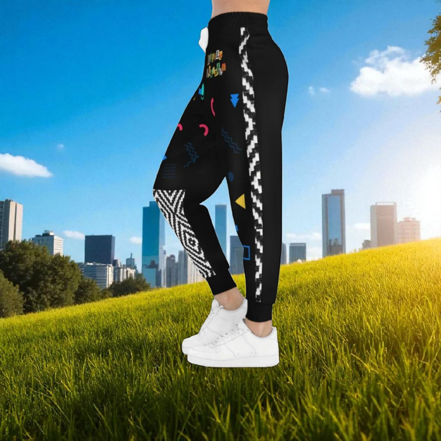 Handcrafted Aztec Pattern Unisex Athletic Joggers, Comfy Aztec Workout Pants
