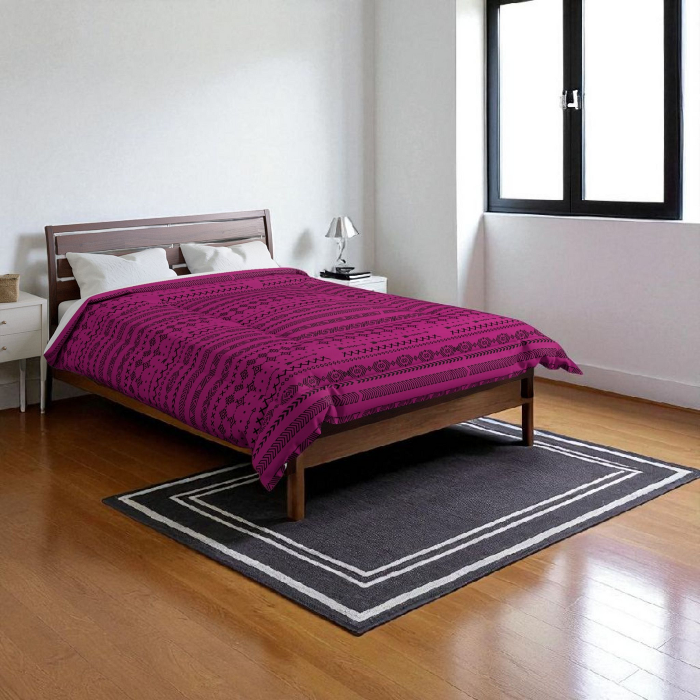 Afro Geometric Comforter, Cozy Blanket for Home Decor, Boho Style Bedding