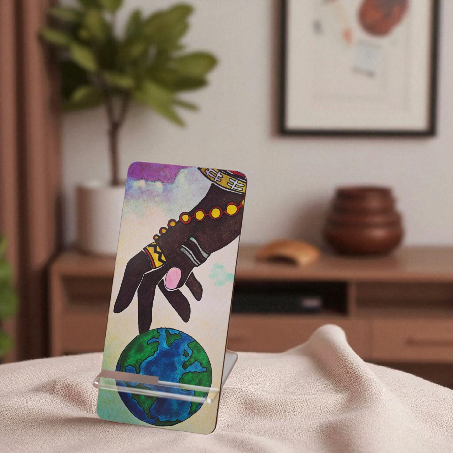 Galactic Art Mobile Display Stand for Smartphones - Hand Designed, Functional Art Piece
