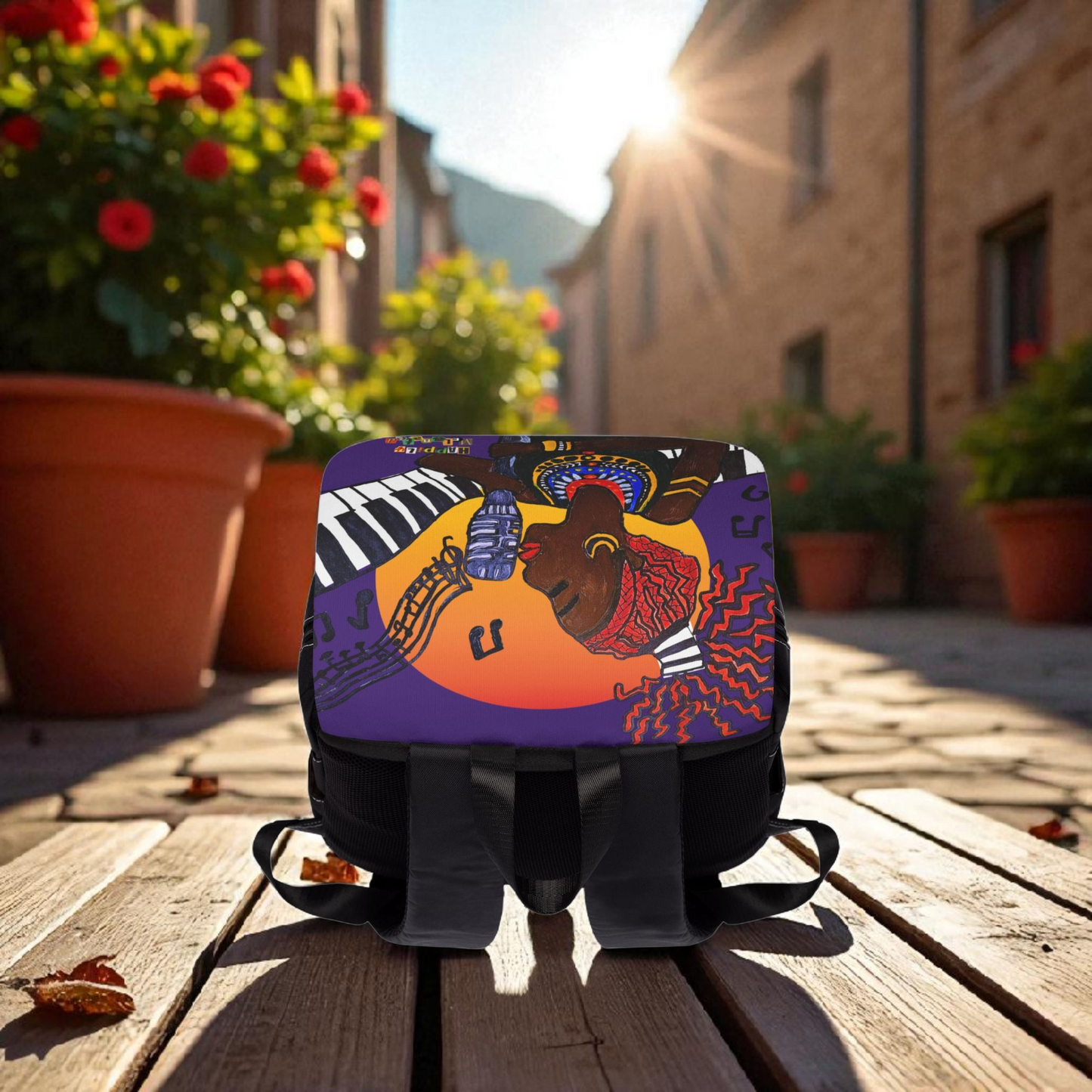 Afro Singer, Music-Inspired Unisex Shoulder Backpack - Stylish & Functional