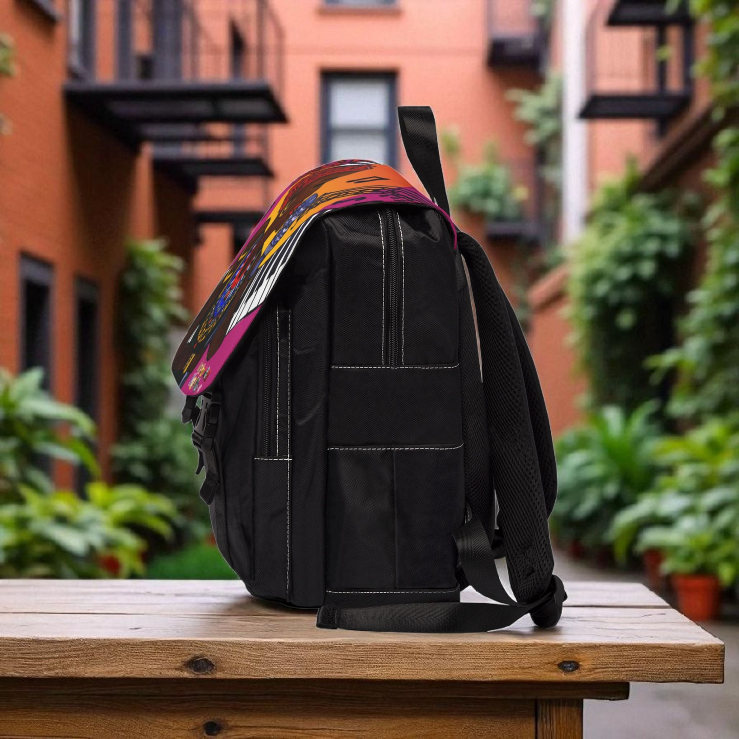 Afro Singer, Ethnic Music-Inspired Unisex Shoulder Backpack - Stylish & Functional
