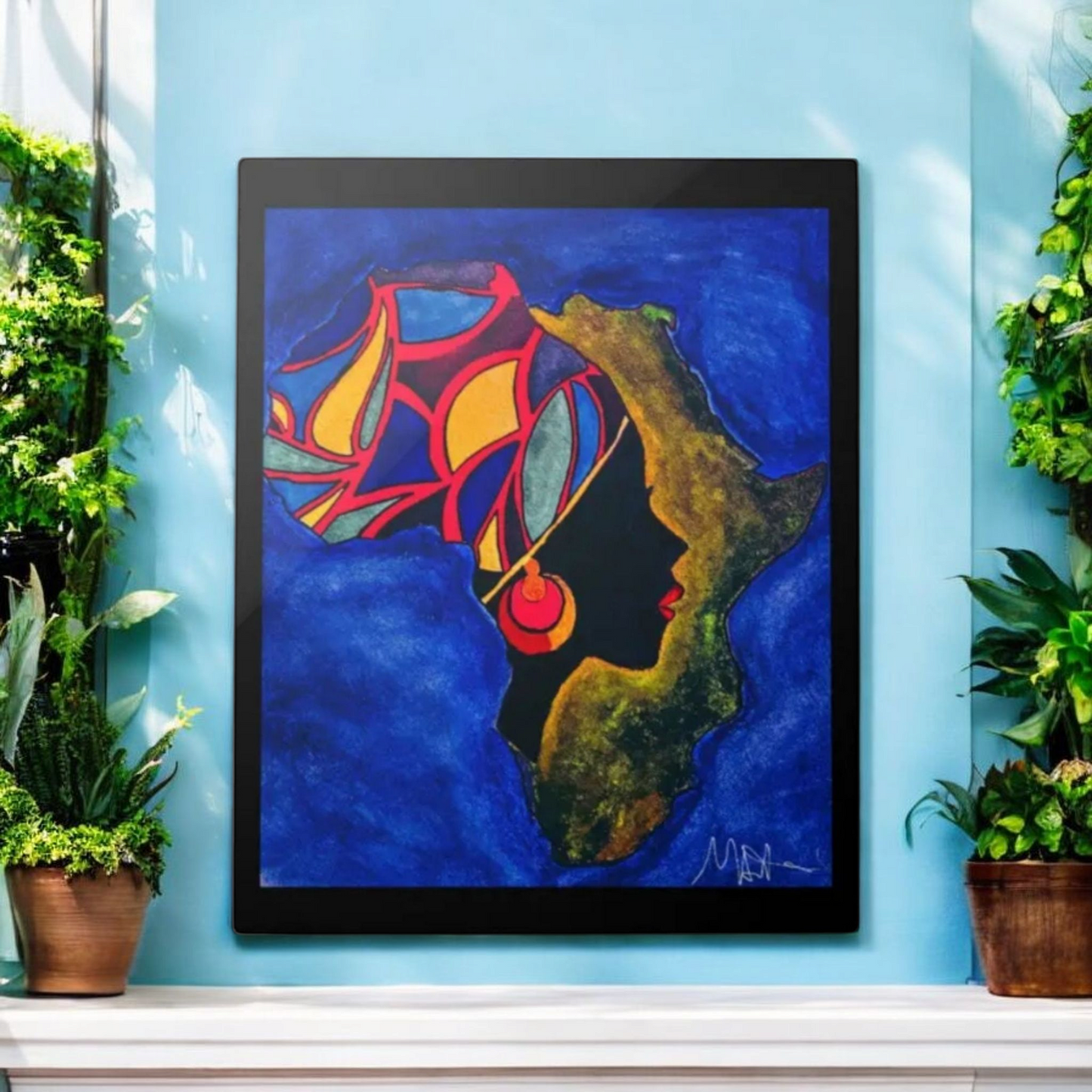 Ethnic Wall Art -Abstract Africa Map Painting on Metal, Detailed Handcrafted Continent Illustration