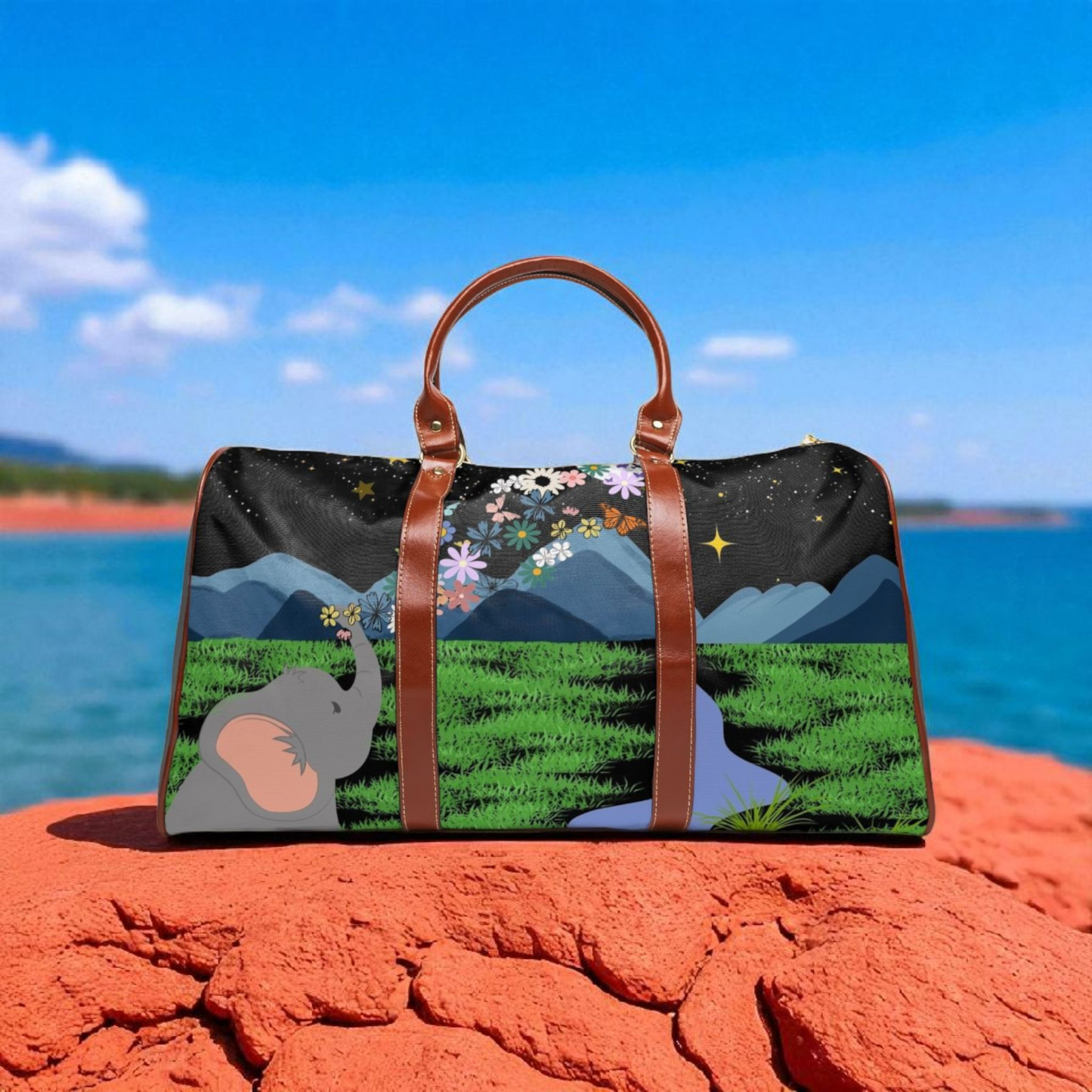 Elephant Adventure Waterproof Travel Bag - Nature-Inspired Design for Eco-Friendly Travelers