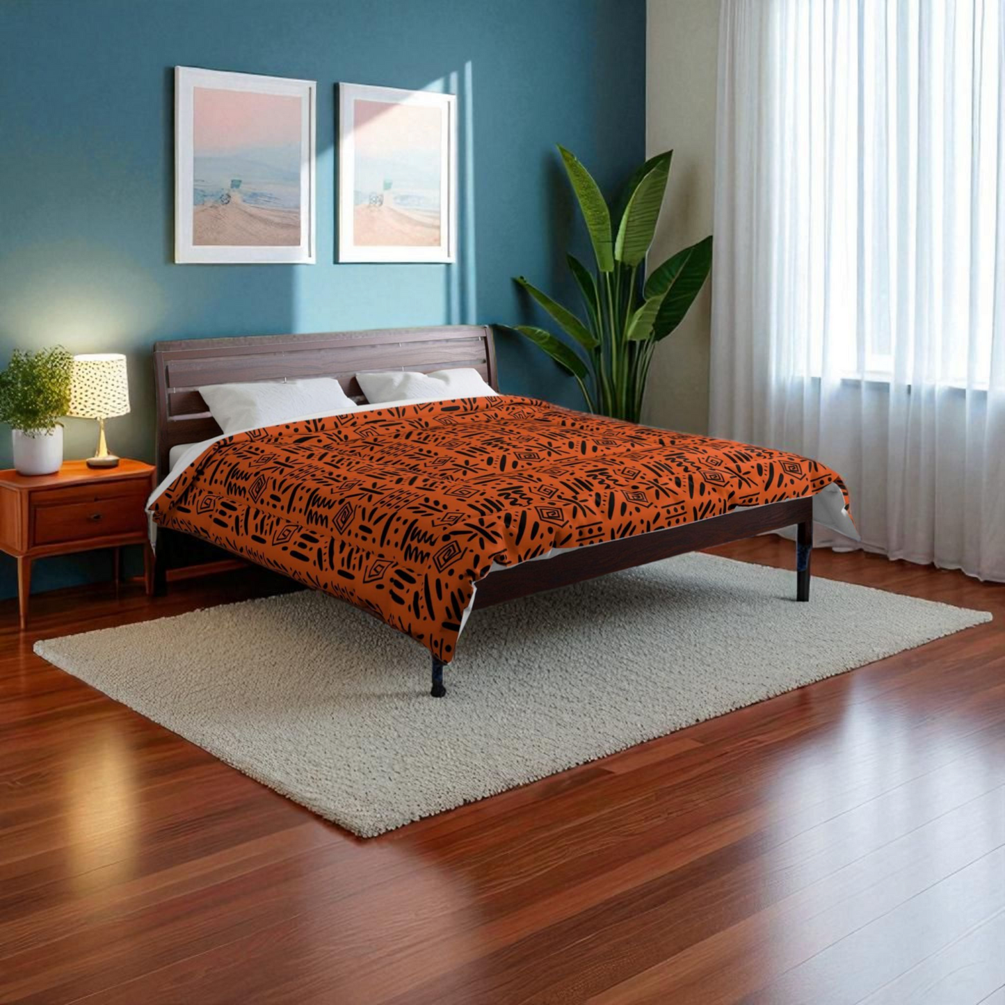 Boho Comforter, Aztec Pattern Bedding, Cozy Home Decor, Tribal Print Duvet Cover