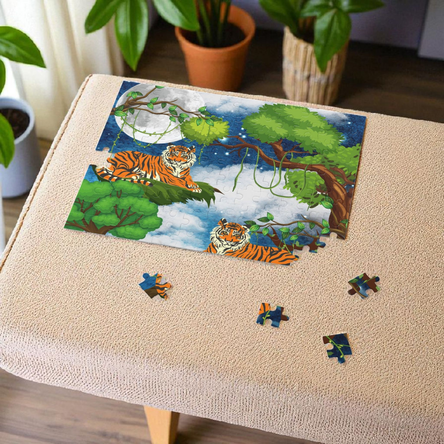 Tropical Tiger Puzzle - 120, 252 & 500-Piece Options | Jungle Wildlife Art