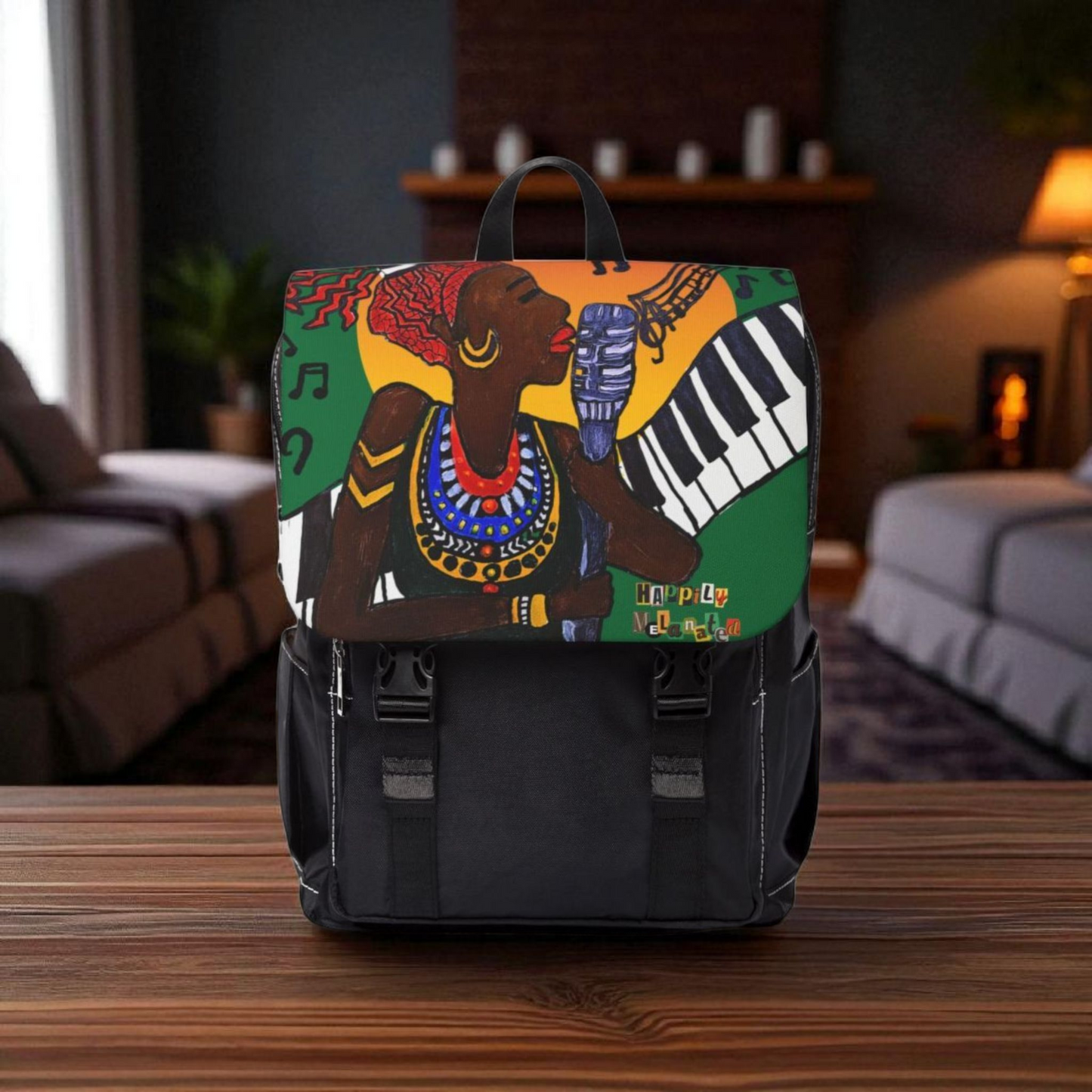 Jazz Singer, Music-Inspired Unisex Shoulder Backpack - Stylish & Functional