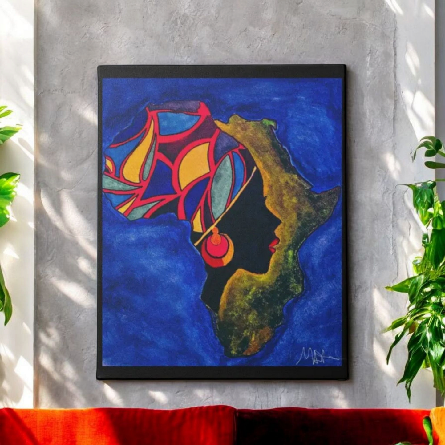 Ethnic Wall Art - Abstract Africa Map Painting on Canvas, Detailed Handcrafted Continent Illustration
