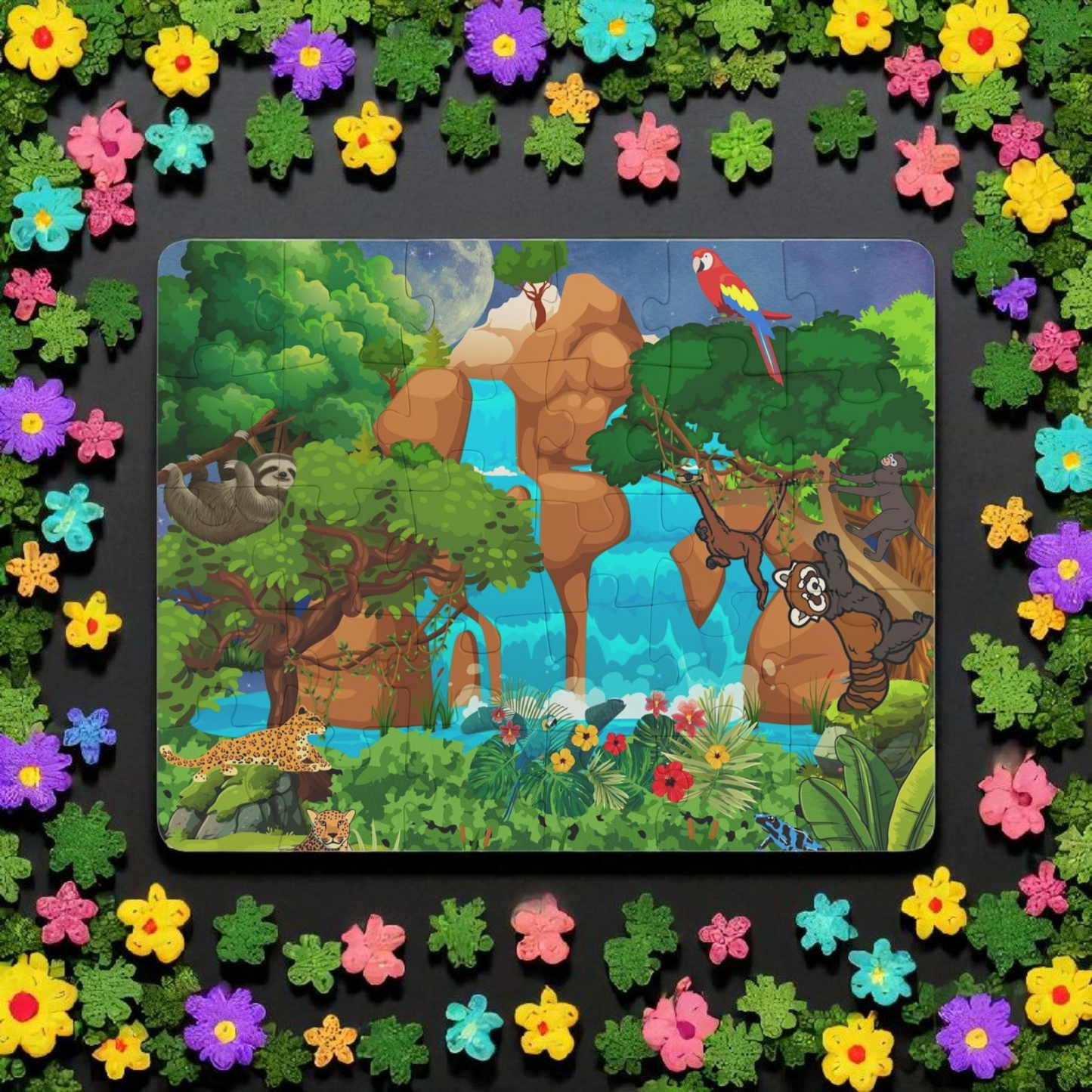 Kids' Puzzle, 30-Piece - Monkeys Animal in Jungle Educational Toy Game for Children