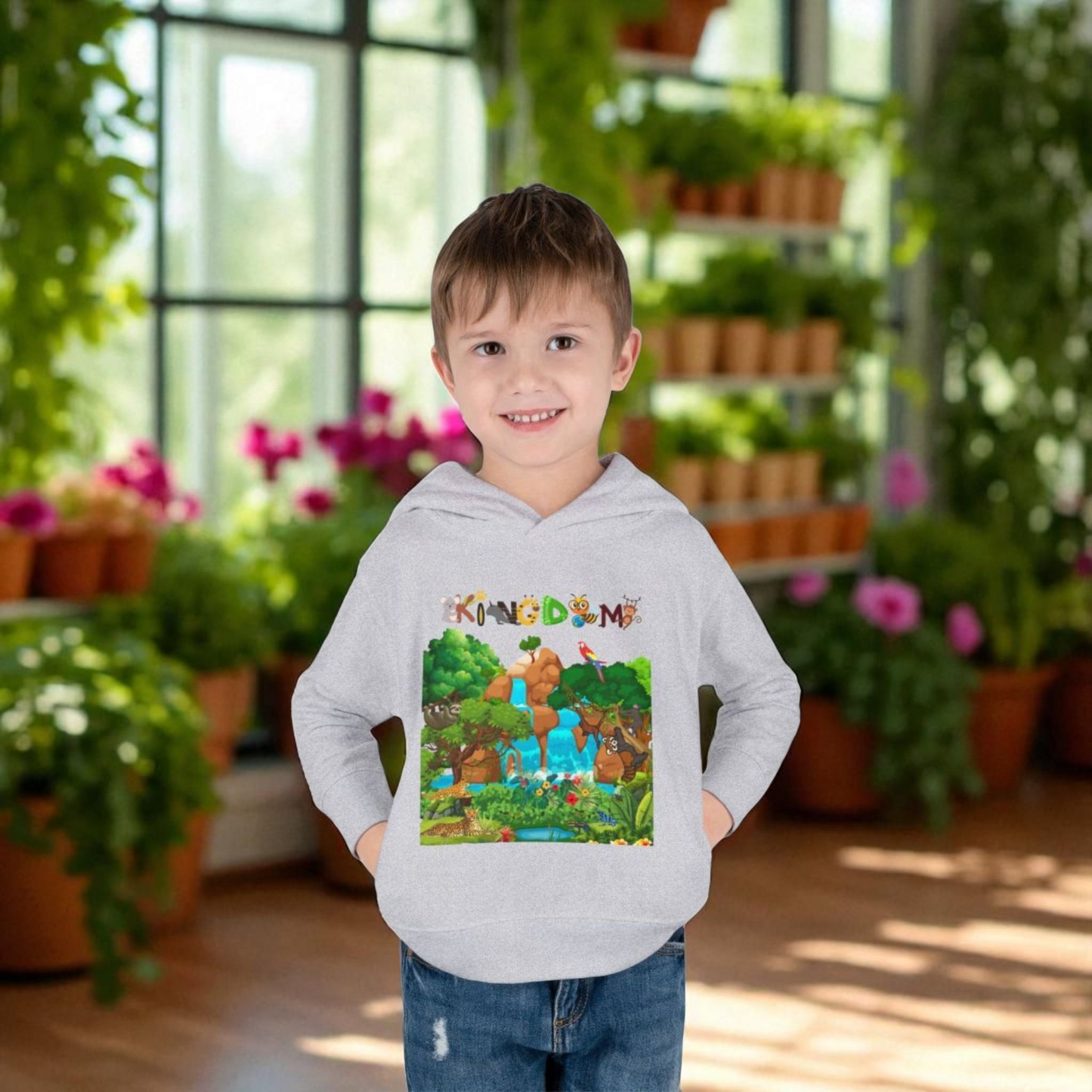 Jungle Life Toddler Hoodie, Kids Safari Pullover, Wildlife Theme , Graphic Nature Boy/Girl Jacket