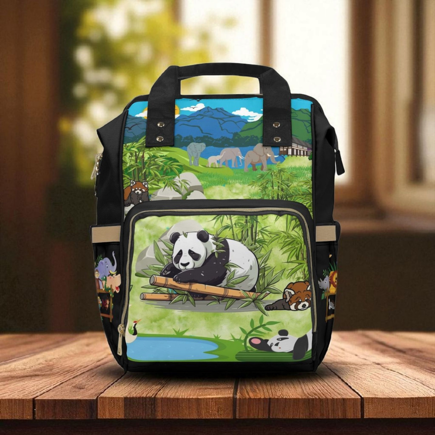 Eco-Friendly Panda Design Diaper Backpack for Parents on the Go