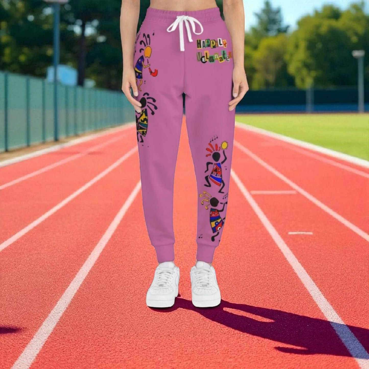 Afro Music Cartoon Art Unisex Athletic Joggers, Handcrafted Jogger Pants, Music Lover Gift