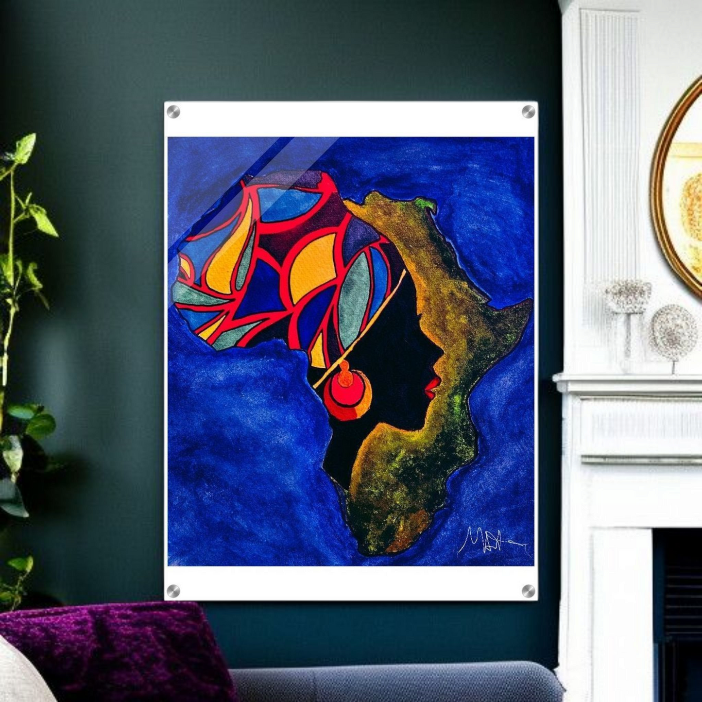 Original Ethnic Portrait - Handcrafted Continental Painting of Africa, Vibrant Wall Art