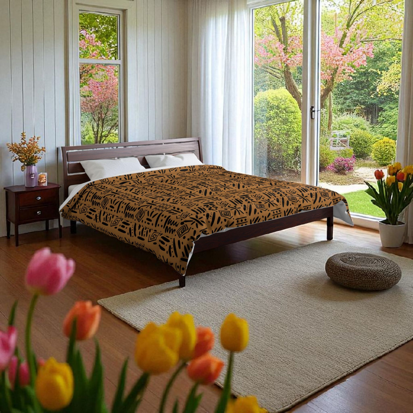 Boho Comforter, Aztec Pattern Bedding, Cozy Home Decor, Tribal Print Duvet Cover