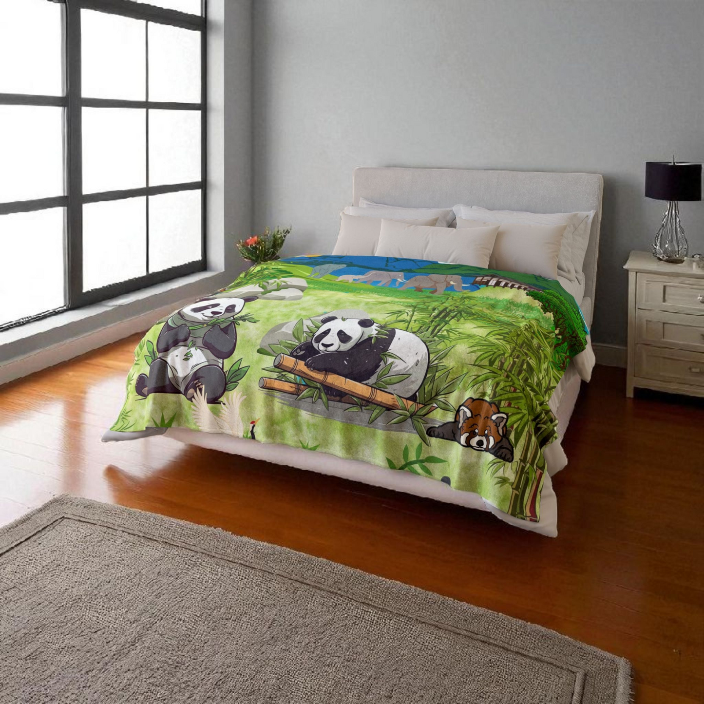 Cozy Panda-Themed Soft Polyester Blanket for Kids