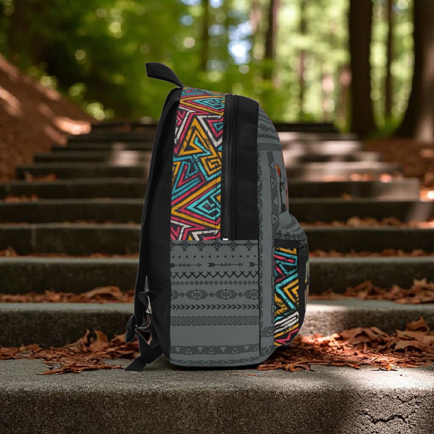 Afro Music Backpack, Music Lover Bag, Cartoon Print Rucksack, Ethnic Design