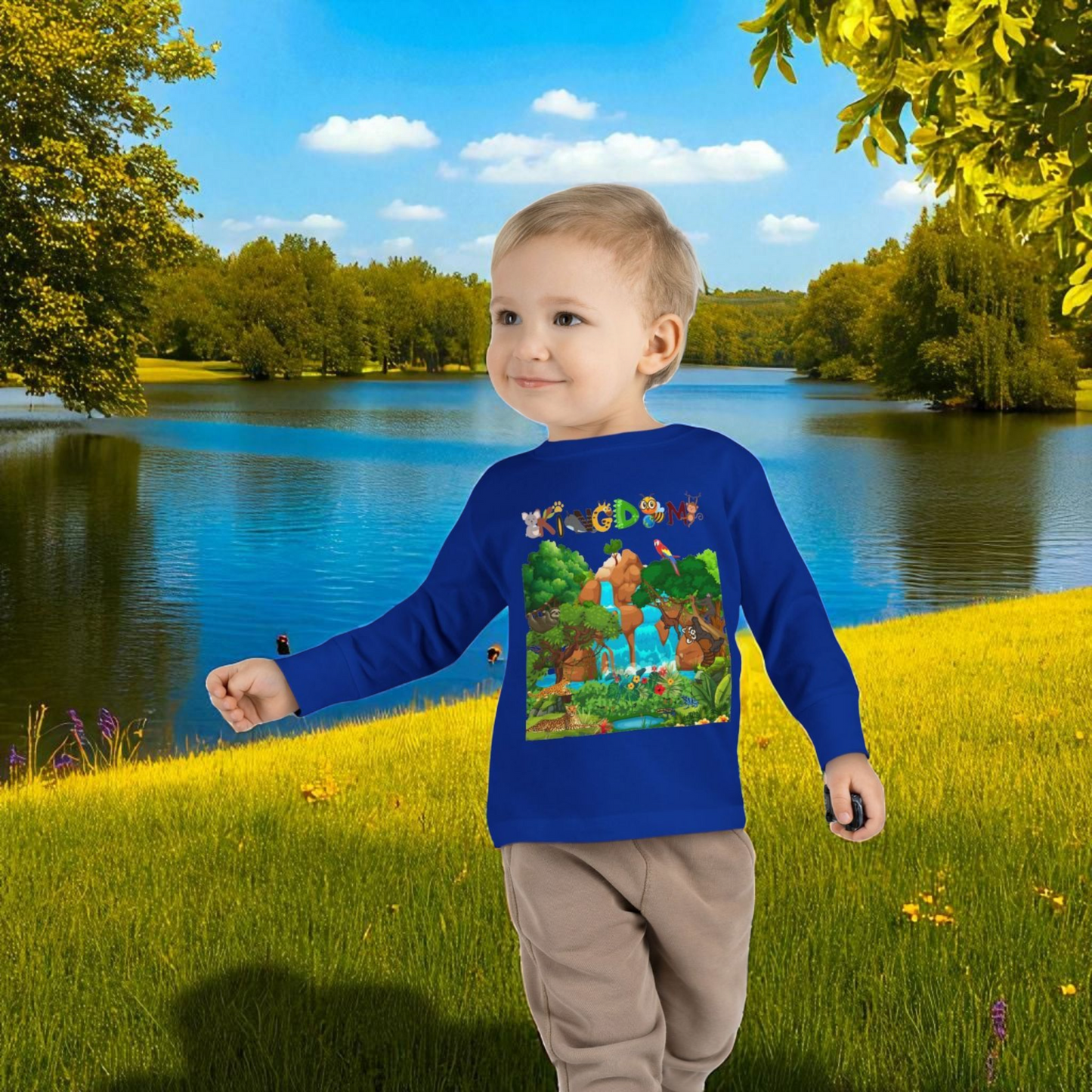 Jungle Animal Toddler Long Sleeve Tee, Wild Life Graphic Baby Shirt, Safari Theme
