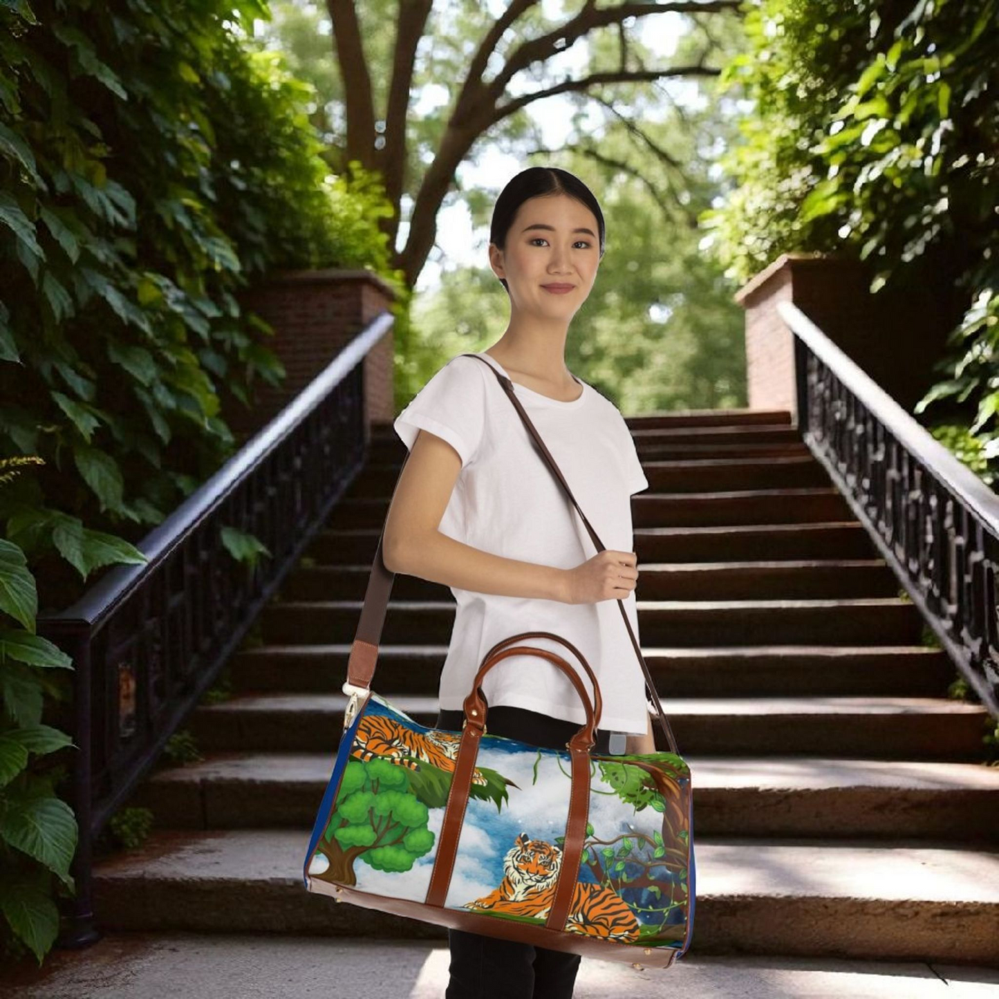 Wildlife Waterproof Travel Bag - Artistic Tiger Design for Adventurers