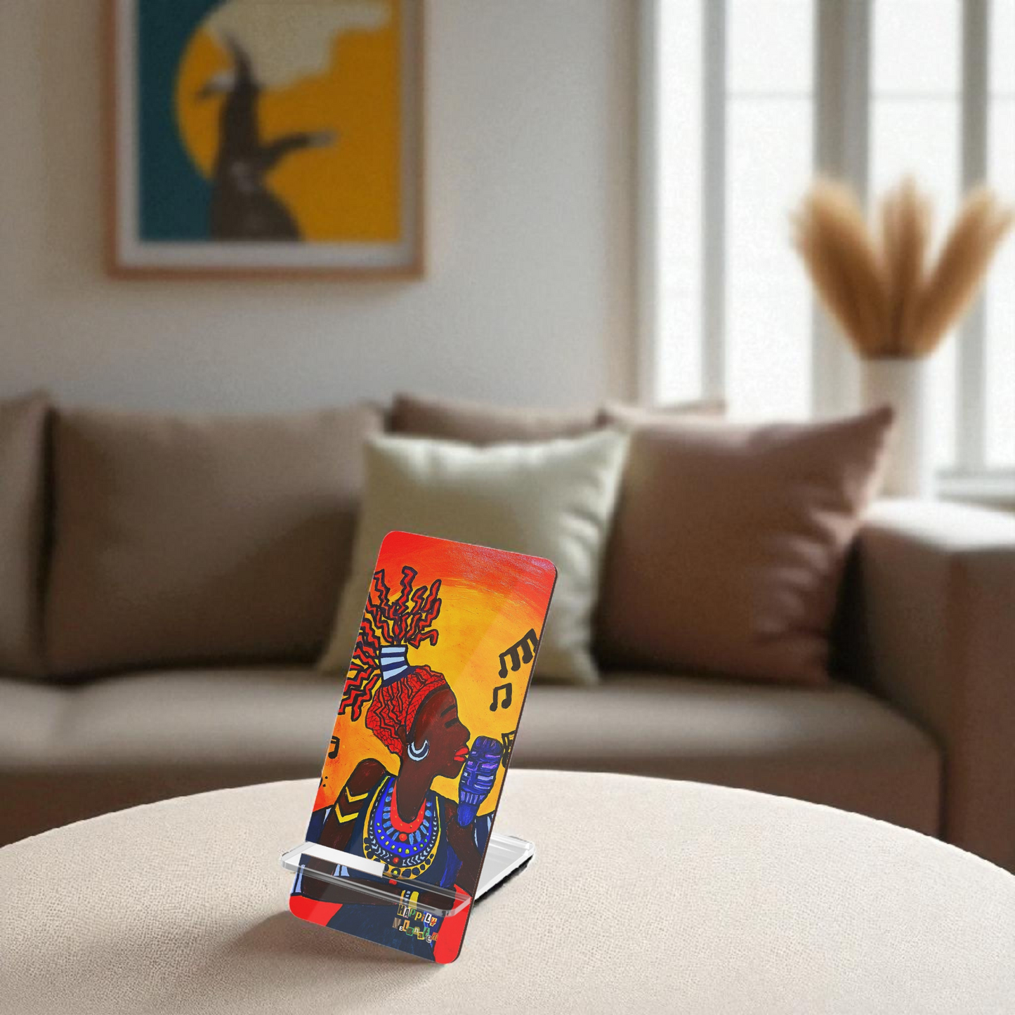 Artistic Smartphone Display Stand - Vibrant Music Theme