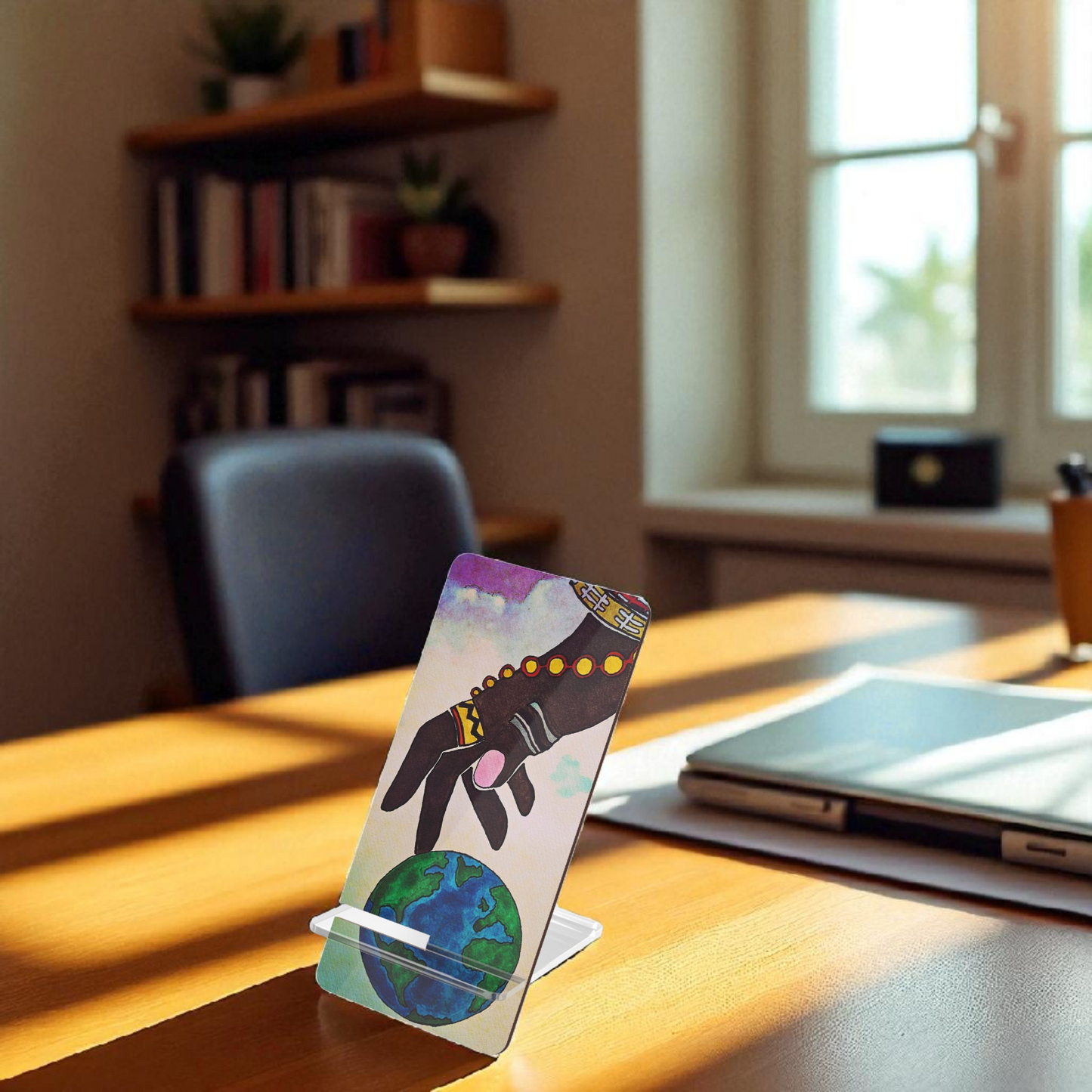 Galactic Art Mobile Display Stand for Smartphones - Hand Designed, Functional Art Piece