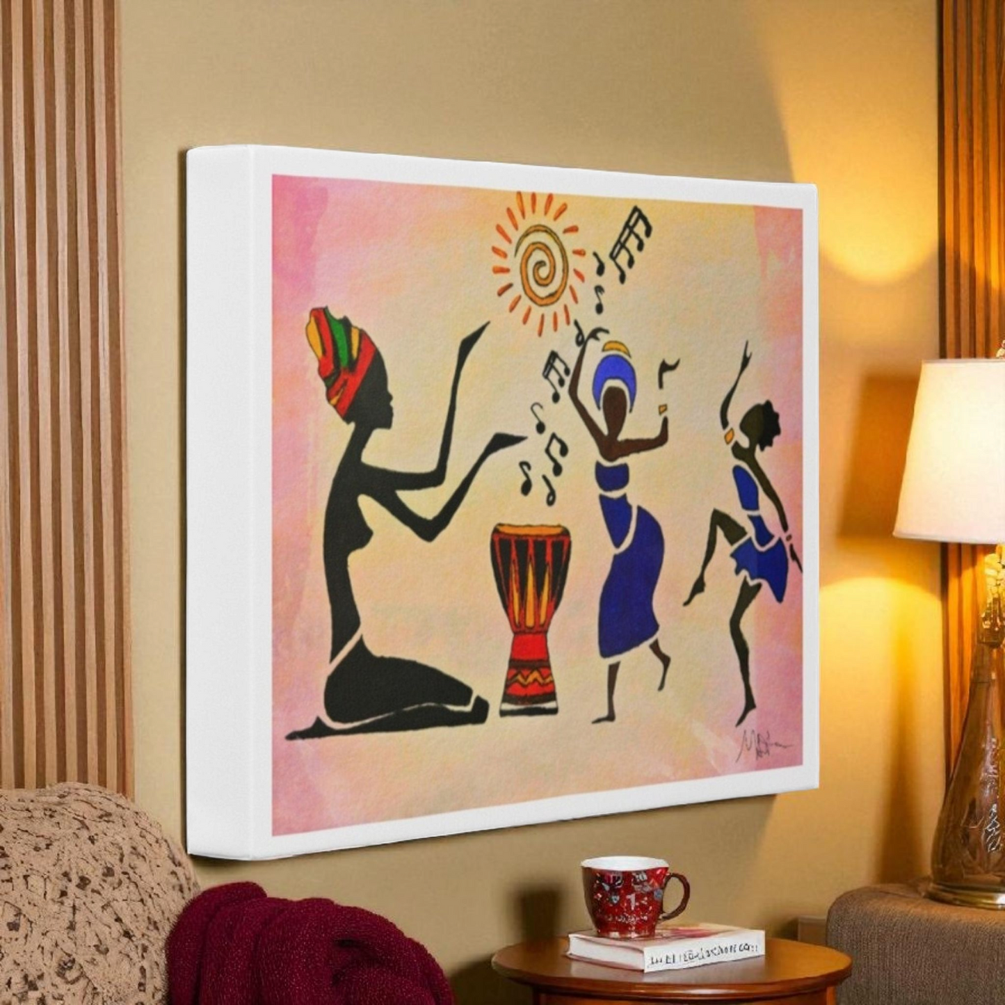 Original Hand Drawn Tribal Music Wall Art, Unique Ethnic Illustration
