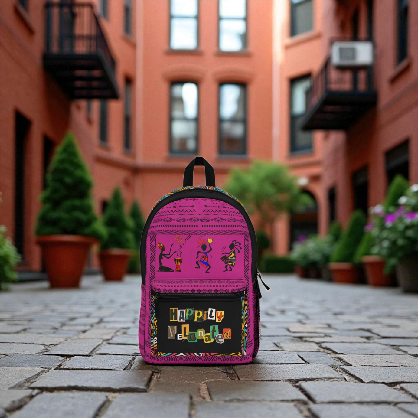 Boho Afro Music Backpack, Music Lover Bag, Cartoon Print Rucksack