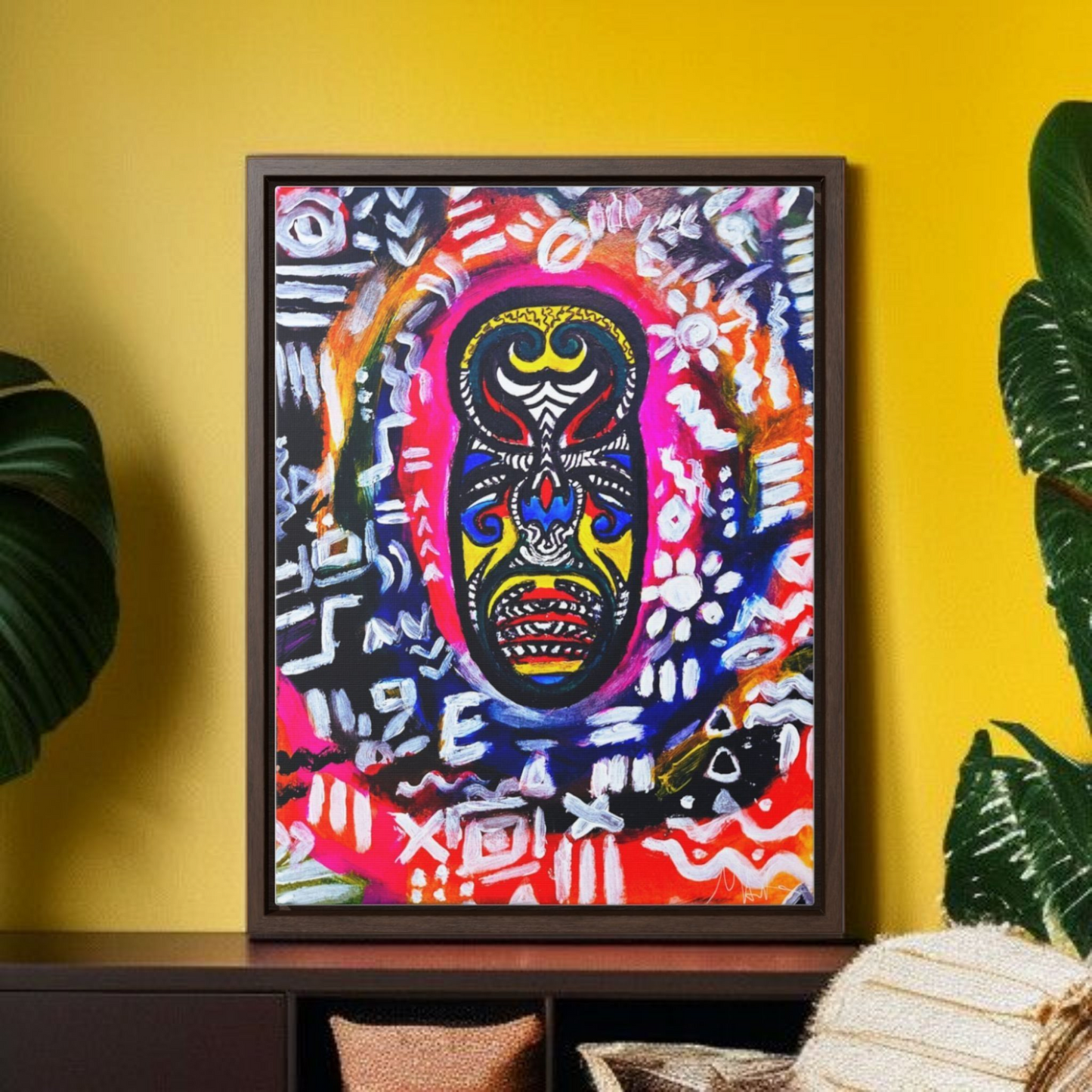 Beautiful Tribal Mask Canvas Art, Multiple Sizes Vertical Frame, Perfect Wall Decor