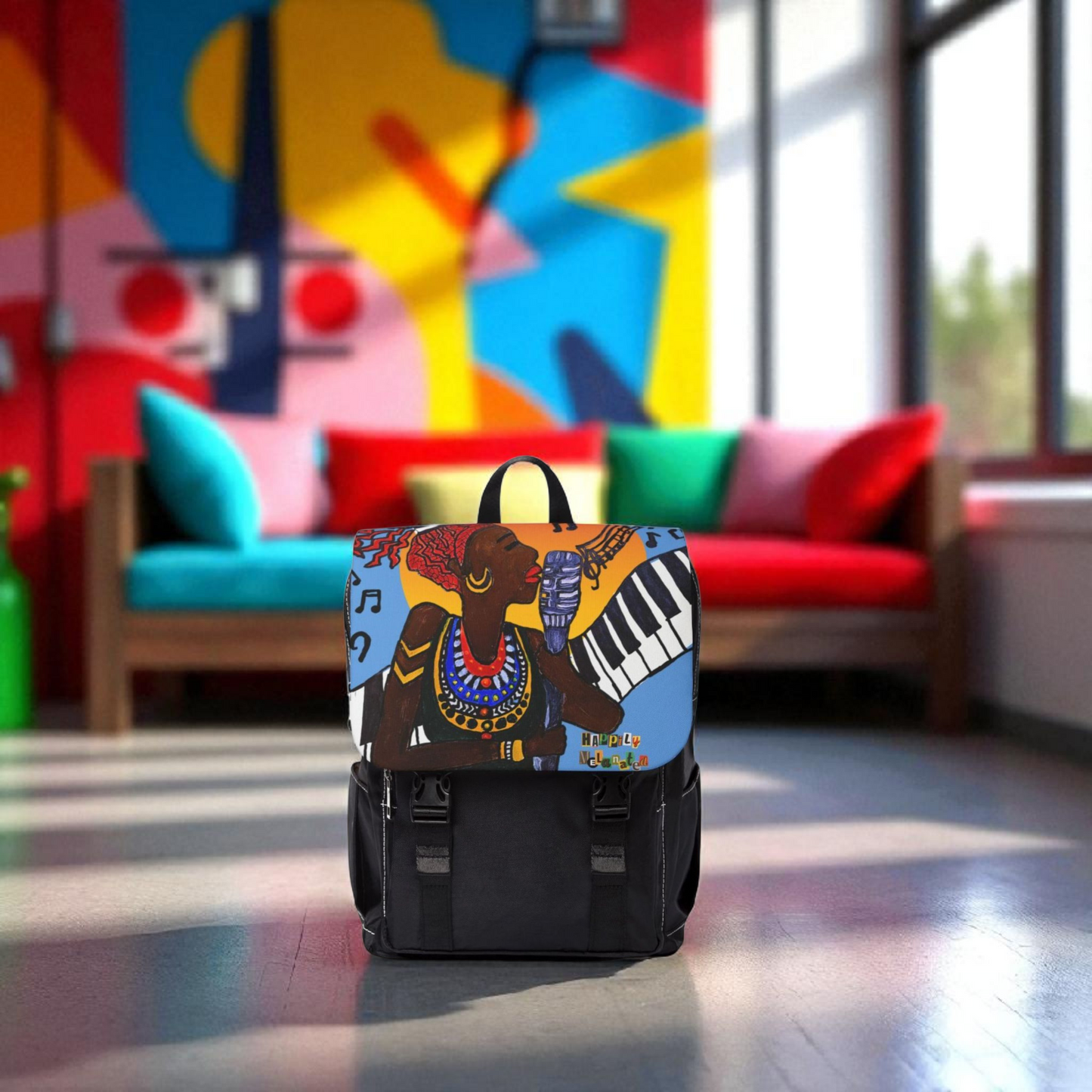 Afro Singer, Jazz Music-Inspired Unisex Shoulder Backpack - Stylish & Functional